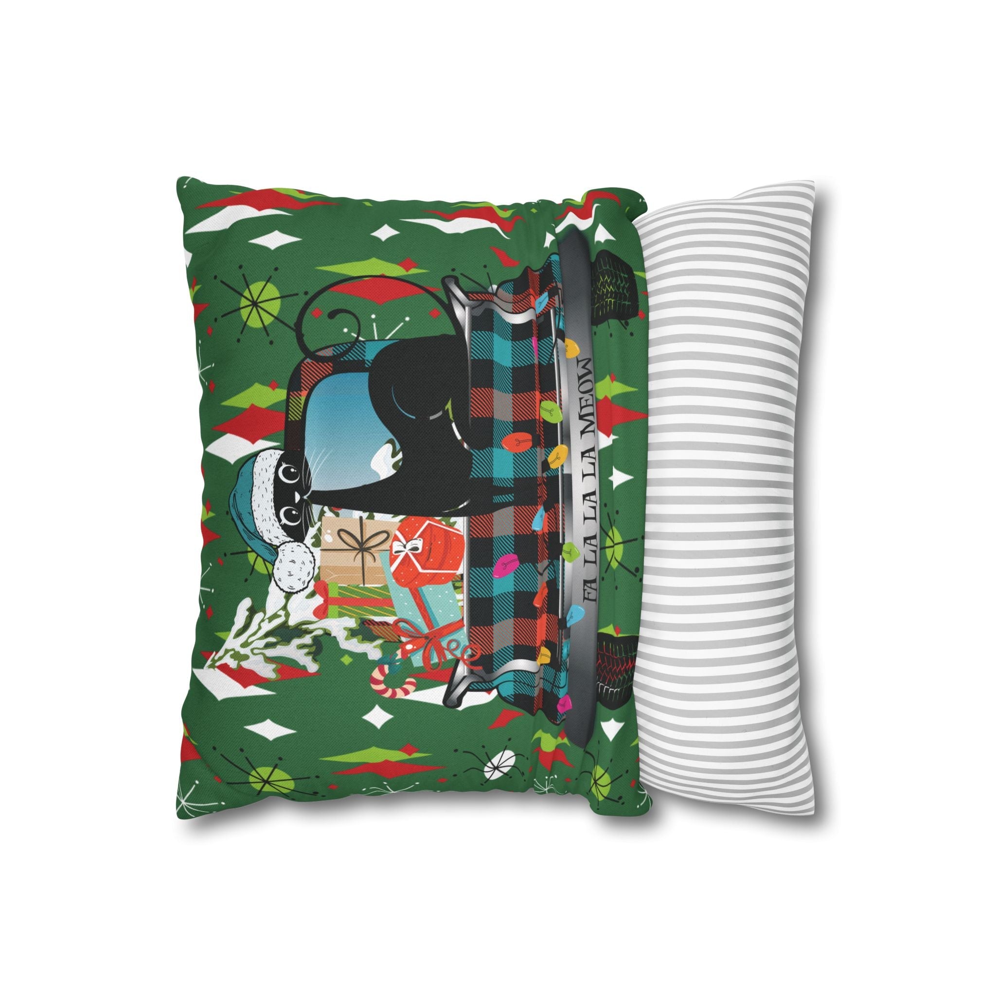 Kate McEnroe New York Atomic Cat Christmas Truck Retro Mid Century Modern Throw Pillow CoverThrow Pillow Covers28475820284630666808
