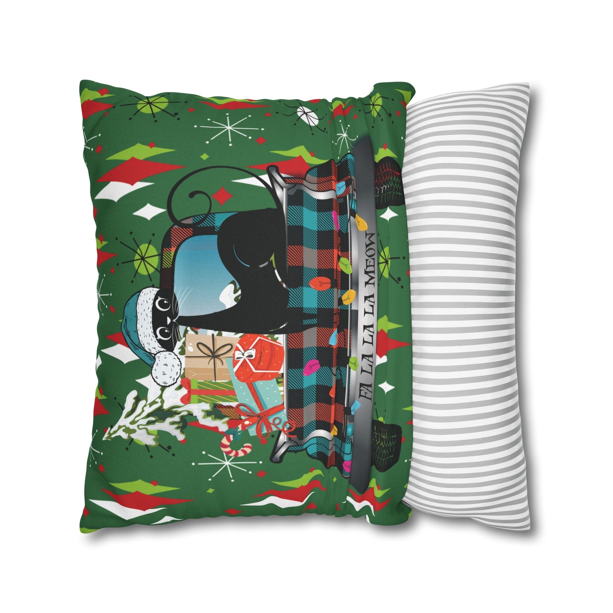 Kate McEnroe New York Atomic Cat Christmas Truck Retro Mid Century Modern Throw Pillow CoverThrow Pillow Covers28475820284630666808