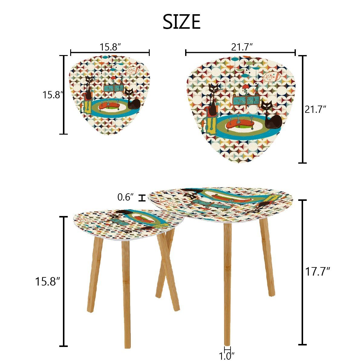 Kate McEnroe New York Atomic Cat Cocktail Lounge Danish Nesting Tables, Mid Century Modern Scandinavian Danish Side TablesNesting TablesggdJxa1Qak