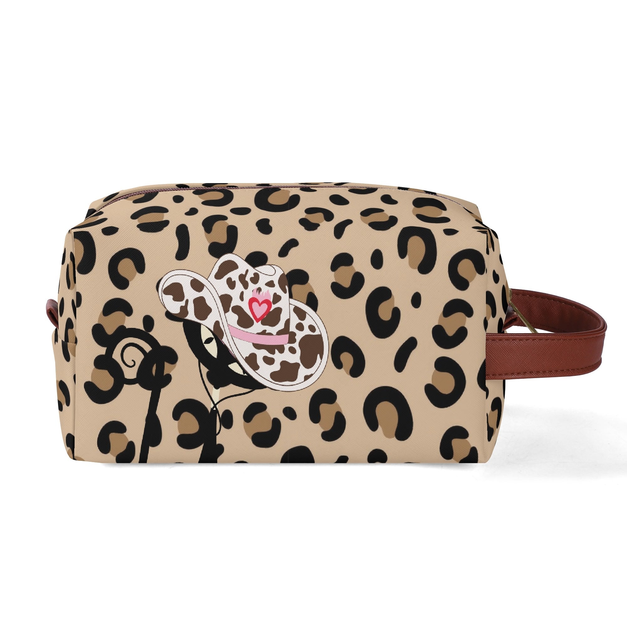 Kate McEnroe New York Atomic Cat Cowgirl Leopard Print Toiletry Bag, Retro Western Kitsch Dopp Kit, Mid Century Modern Travel OrganizerCosmetic & Toiletry BagsW8MQZZOW - 1