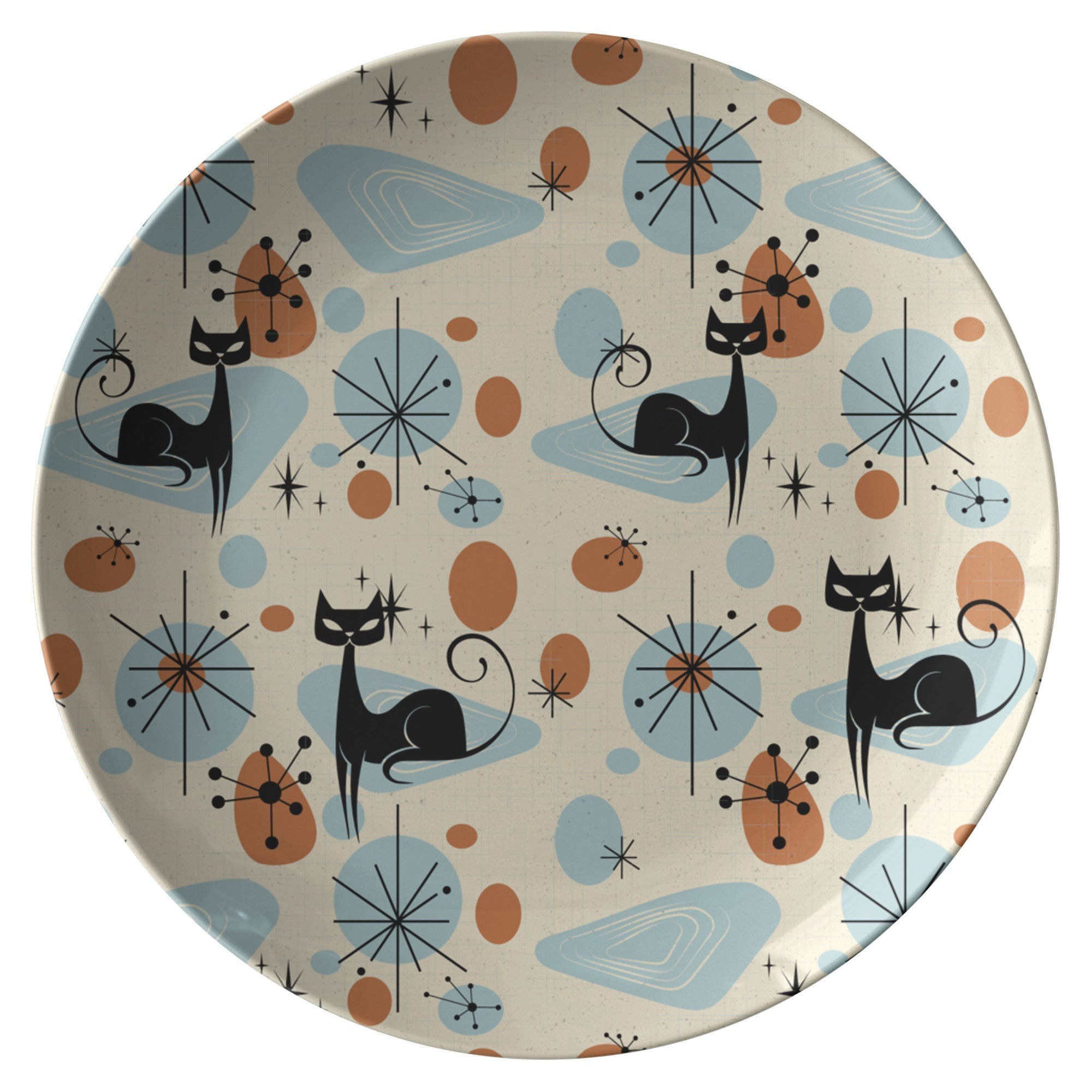 Kate McEnroe New York Atomic Cat Dinner Plate, Mid Century Modern Dinnerware, Retro MCM DishesPlatesP20 - COM - CAT - 2S