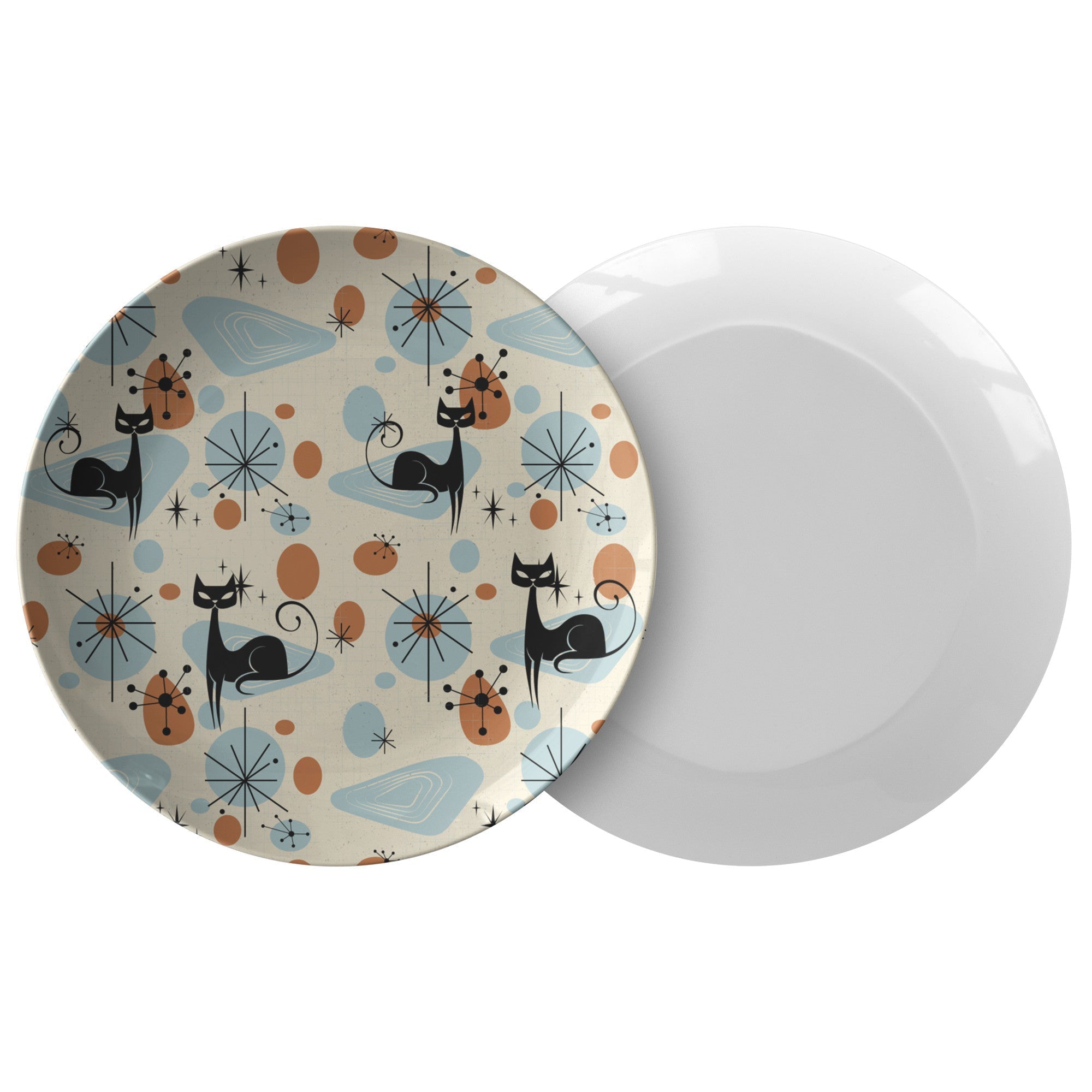 Kate McEnroe New York Atomic Cat Dinner Plate, Mid Century Modern Dinnerware, Retro MCM DishesPlatesP20 - COM - CAT - 2S