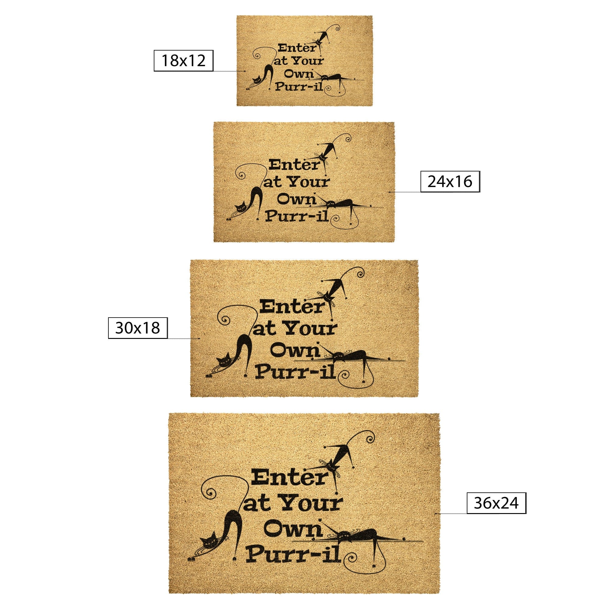 Kate McEnroe New York Atomic Cat, Enter at Your Own Purr - il Doormat, Mid Century Modern Kitty, Retro Funny MatDoor Mats36x24outdoor