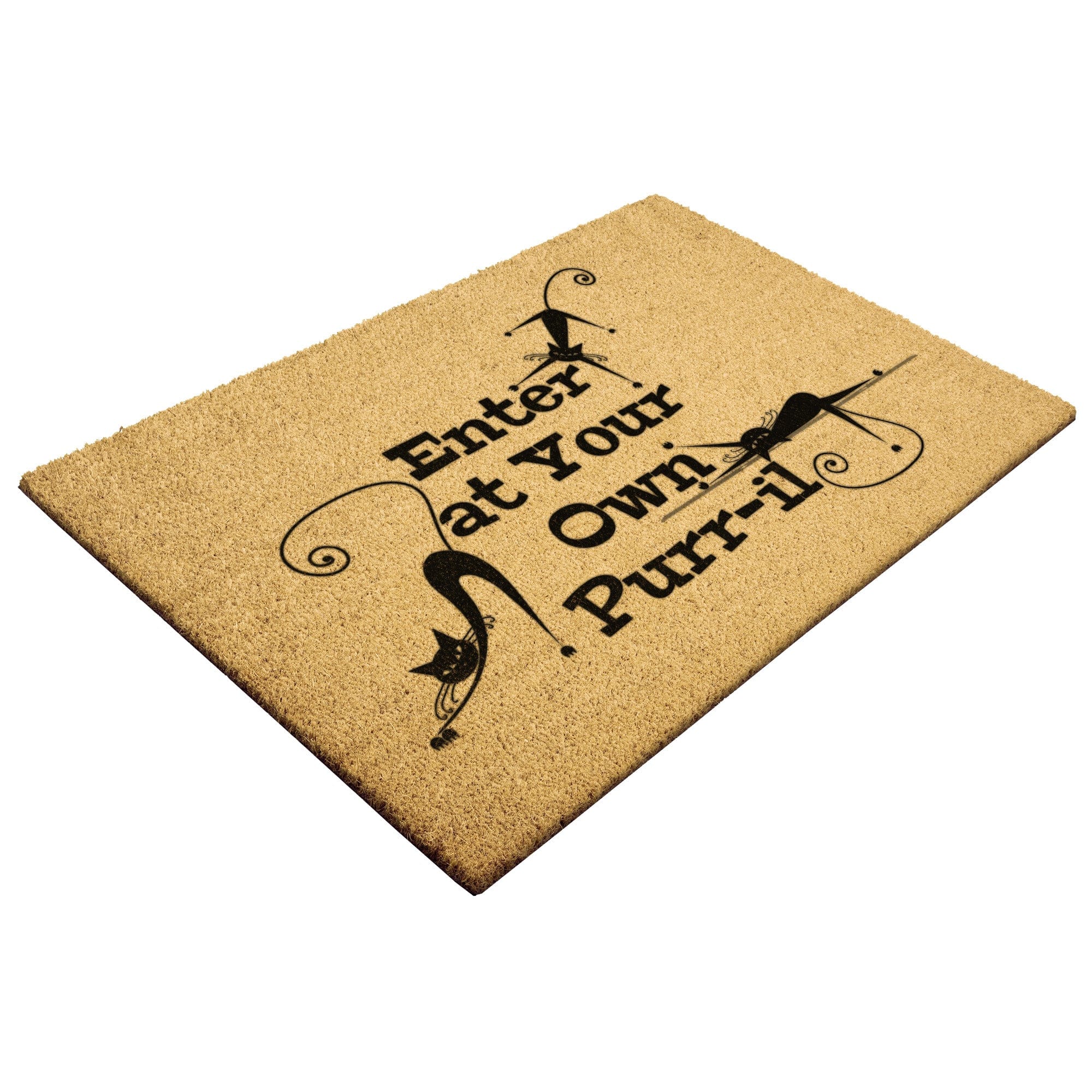 Kate McEnroe New York Atomic Cat, Enter at Your Own Purr - il Doormat, Mid Century Modern Kitty, Retro Funny MatDoor Mats36x24outdoor