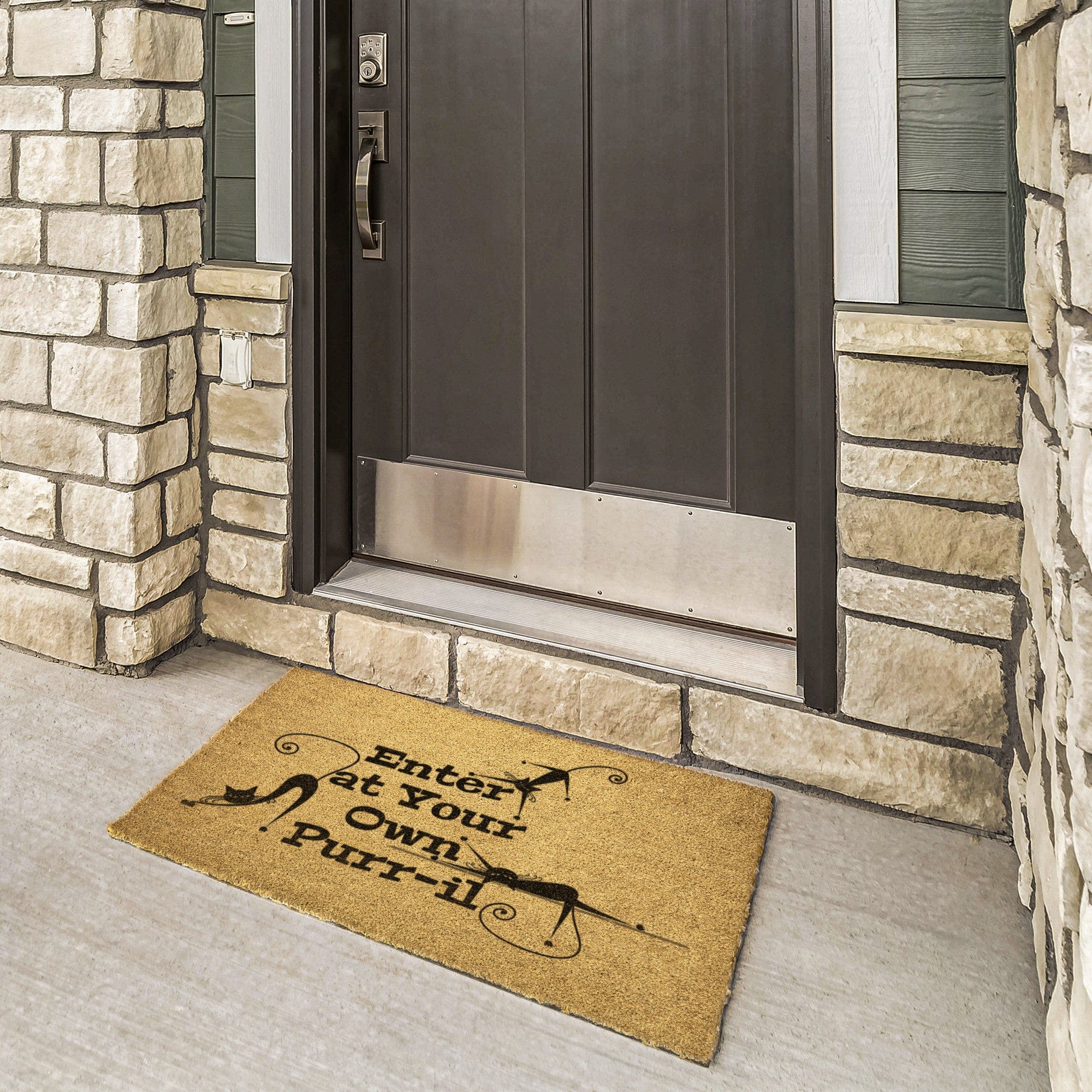 Kate McEnroe New York Atomic Cat, Enter at Your Own Purr - il Doormat, Mid Century Modern Kitty, Retro Funny MatDoor Mats36x24outdoor