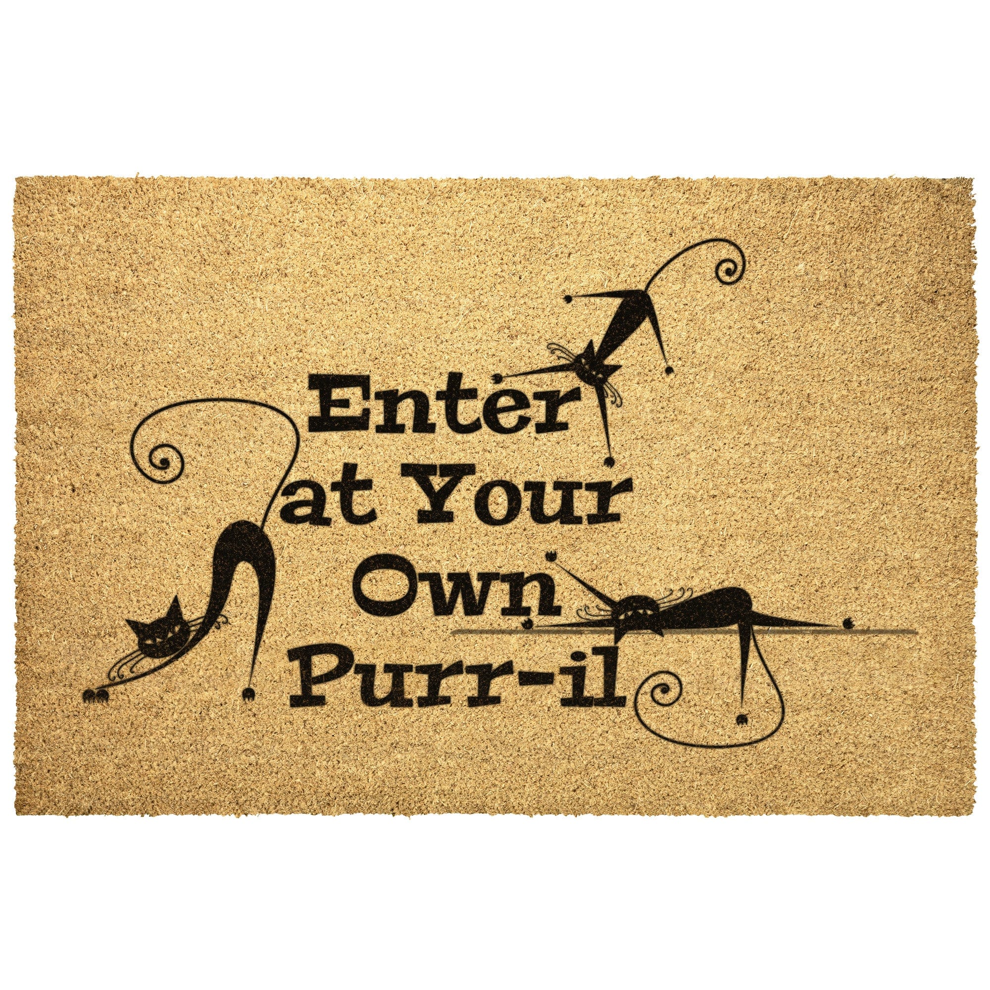 Kate McEnroe New York Atomic Cat, Enter at Your Own Purr - il Doormat, Mid Century Modern Kitty, Retro Funny MatDoor Mats36x24outdoor
