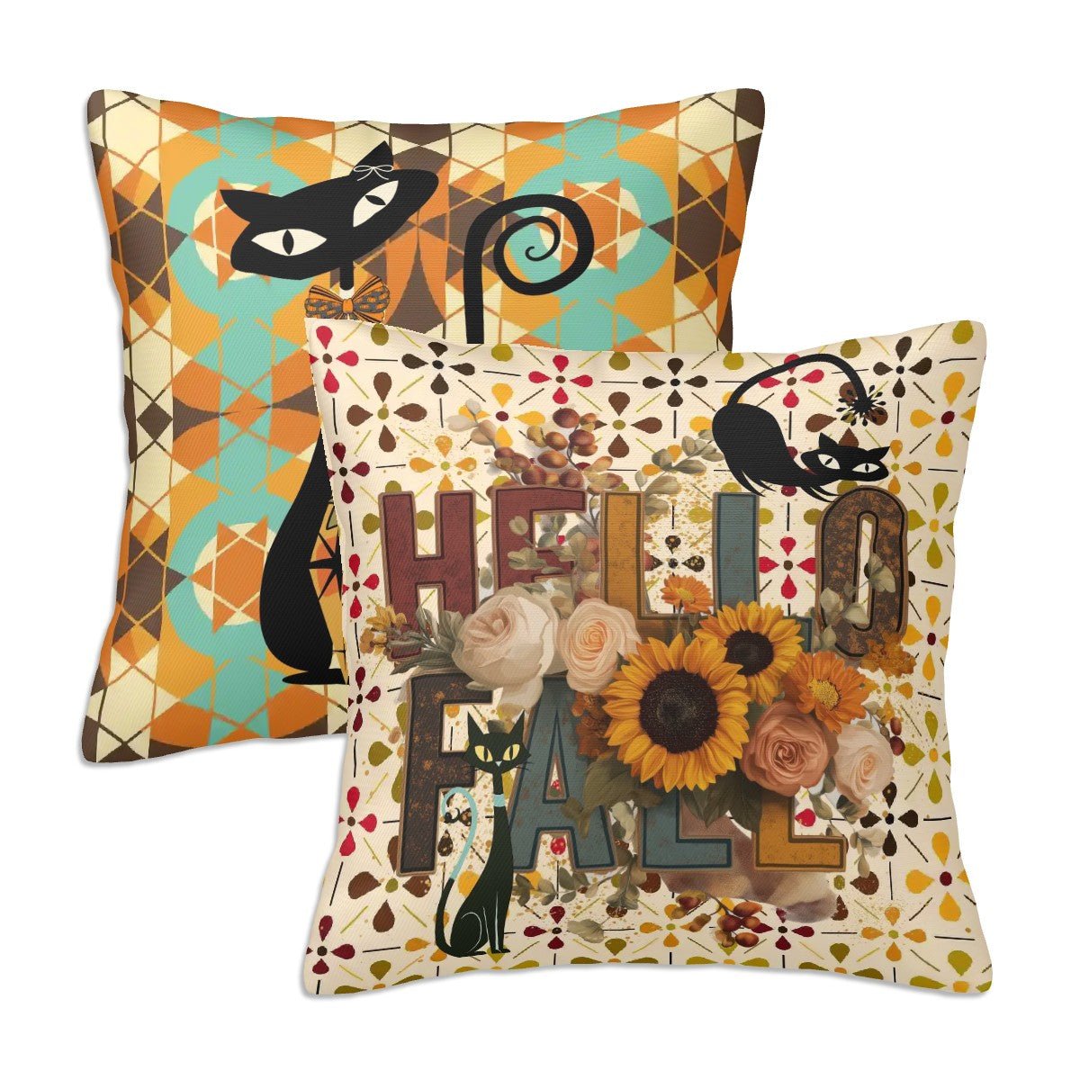 Kate McEnroe New York Atomic Cat Fall Pillow Covers, Mid Century Modern Floral Cushion Covers Set of 2Throw Pillow Coverslpvj3I49Bz