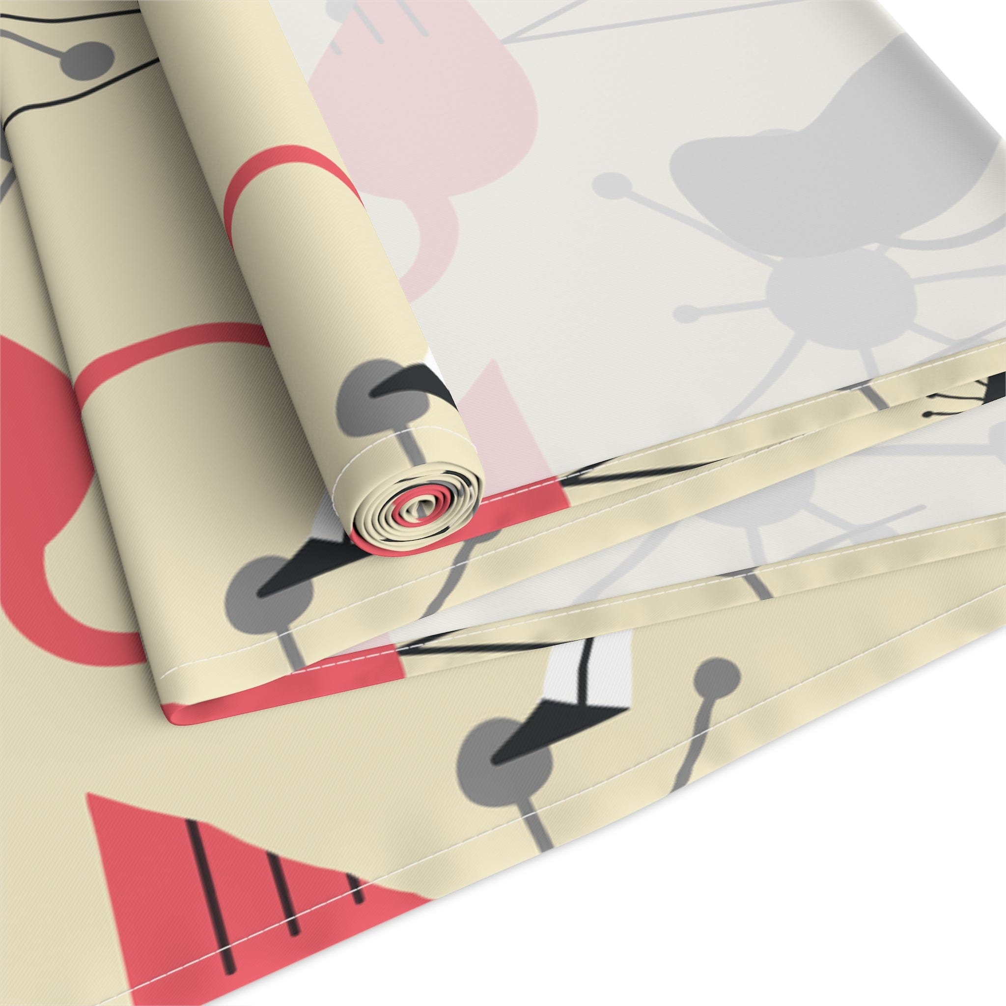 Kate McEnroe New York Atomic Cat, Flamingo Table Runner, Mid Century Modern Starburst Table Linen, 1950s MCM Cotton, Poly Dining DecorTable Runners32589077871627103530