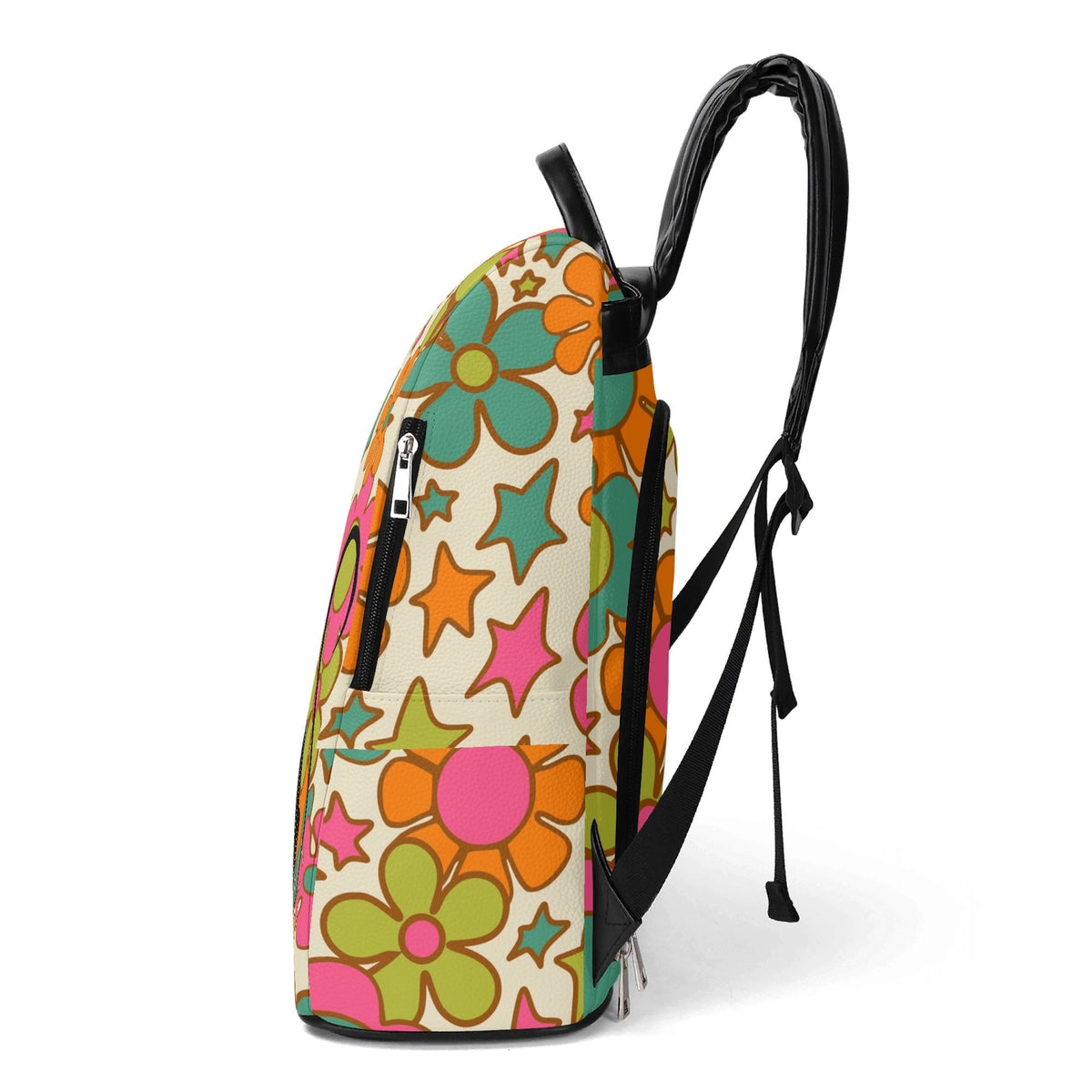 Kate McEnroe New York Atomic Cat Flower Power Backpack, Retro 70s Travel BagBackpacksY57V0O2W-1