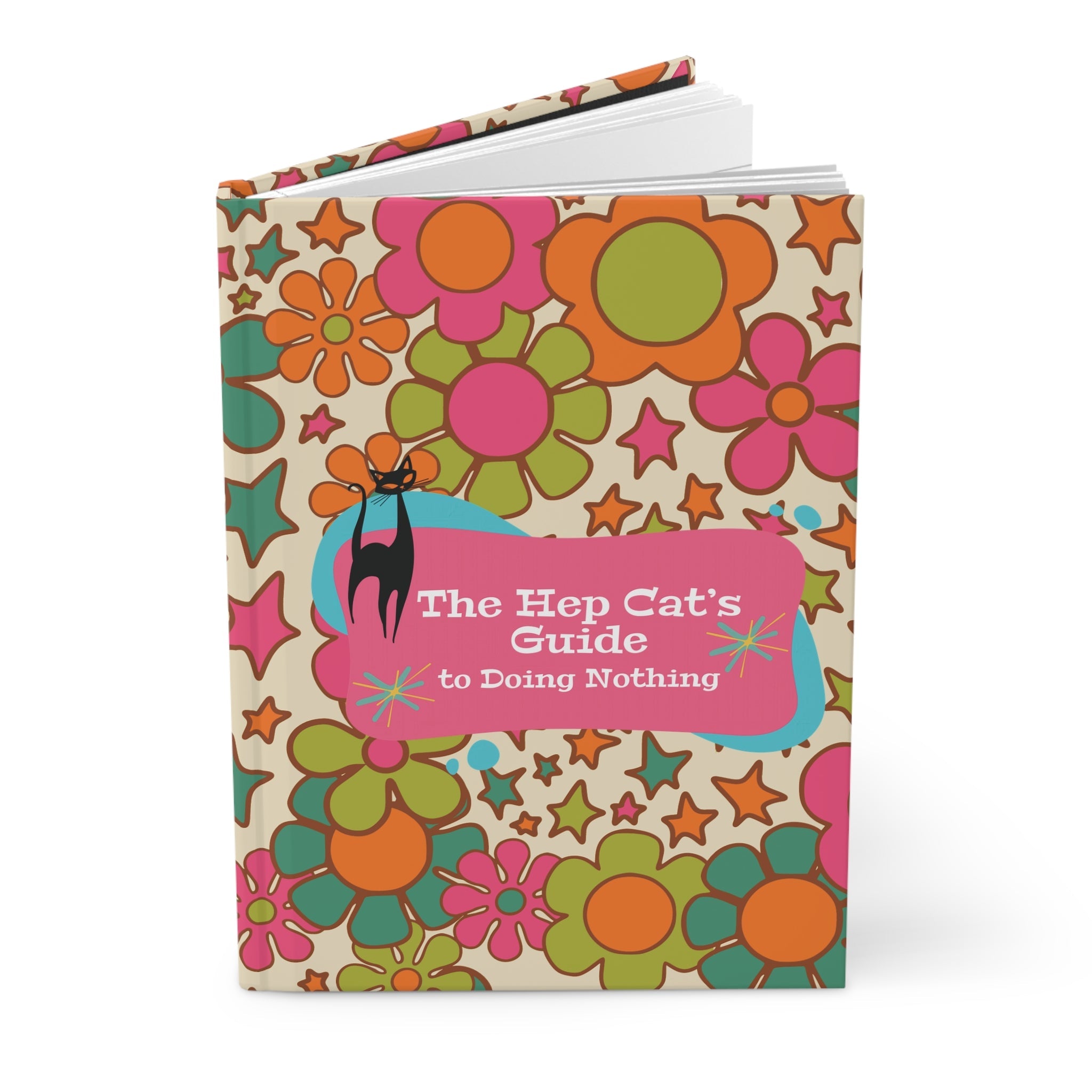 Kate McEnroe New York Atomic Cat Flower Power Hardcover Journal, Mid Century Modern Groovy 60s Office Notebook, Retro Kitsch Stationery GiftJournals55273926010137499585