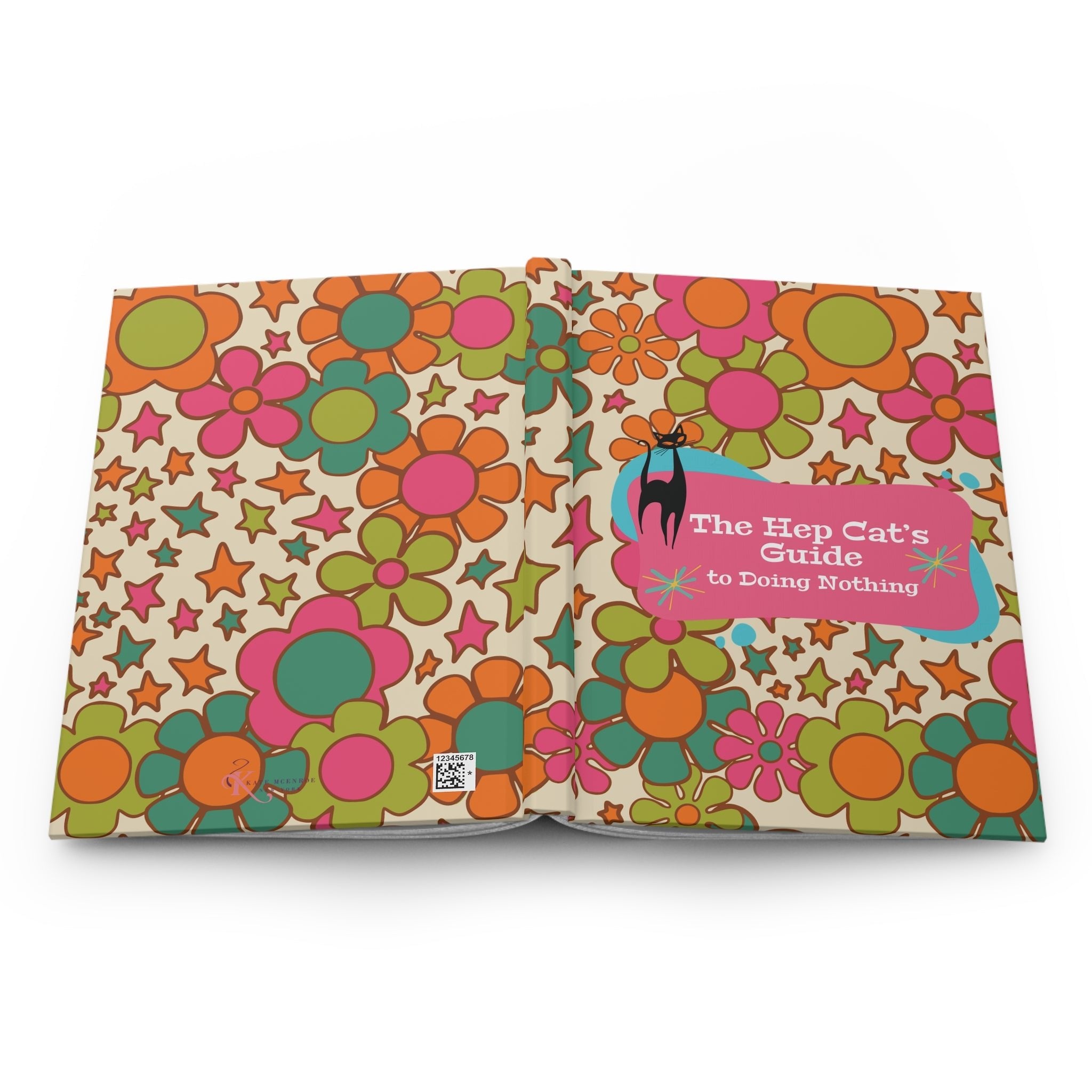 Kate McEnroe New York Atomic Cat Flower Power Hardcover Journal, Mid Century Modern Groovy 60s Office Notebook, Retro Kitsch Stationery GiftJournals55273926010137499585