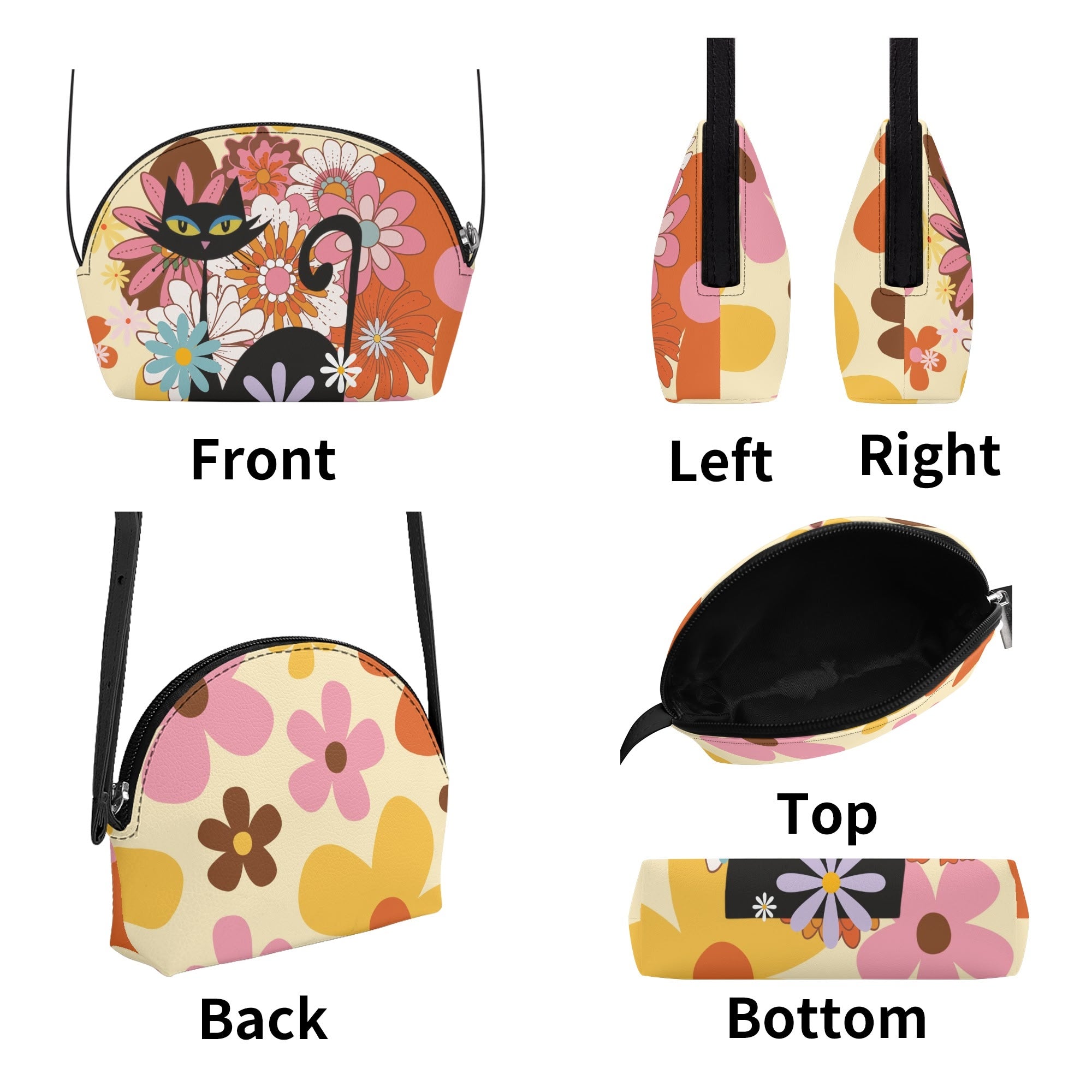 Kate McEnroe New York Atomic Cat Flower Power Mini Purse, Retro Mod 60s Girls Crossbody Bag, Mid Century Modern Kitsch HandbagHandbagsNVO3Z61Y - 1