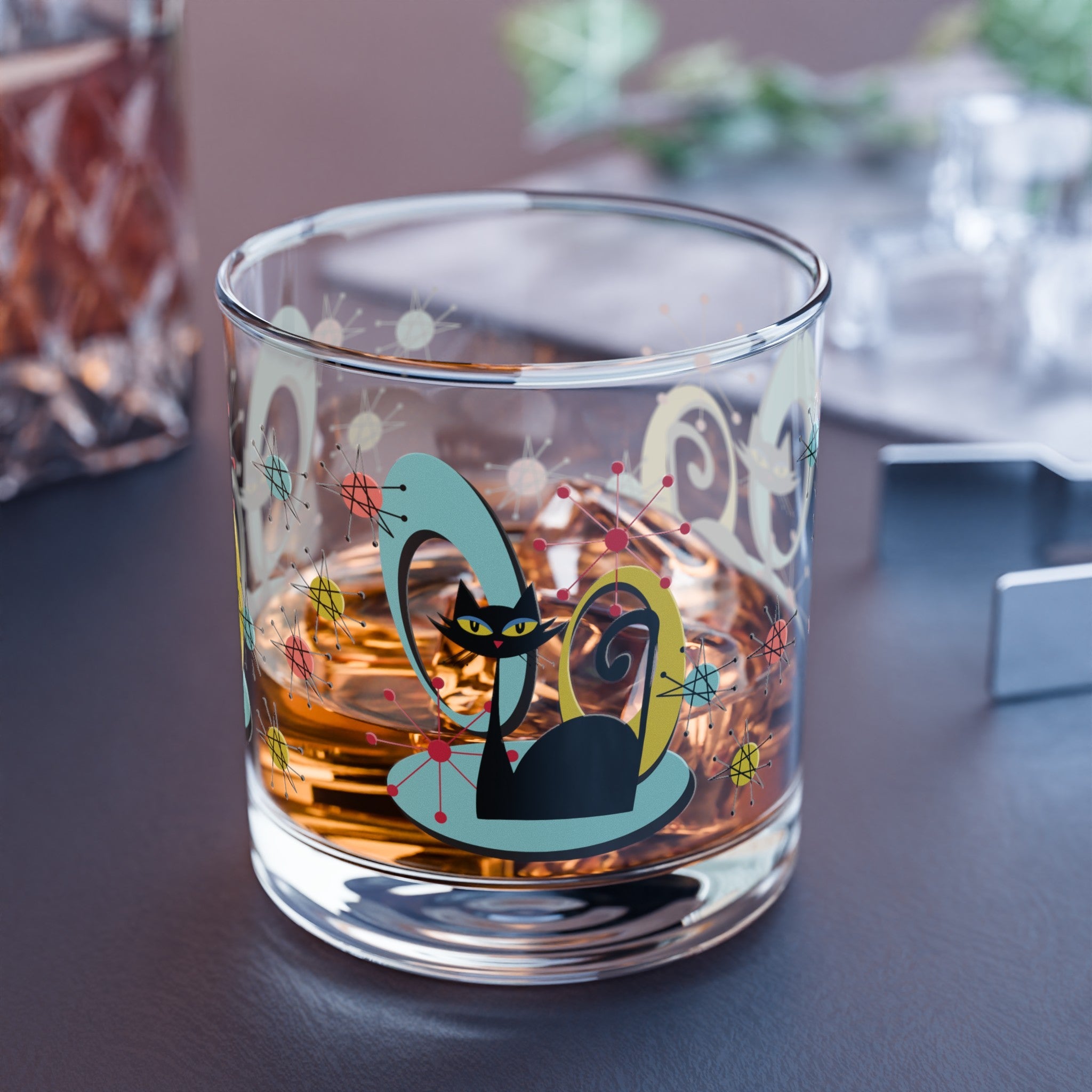 Kate McEnroe New York Atomic Cat Franciscan Starburst Bar Glass, Mid Century Modern Drinkware, Retro Chic GlasswareCocktail Glasses18906250856305063873