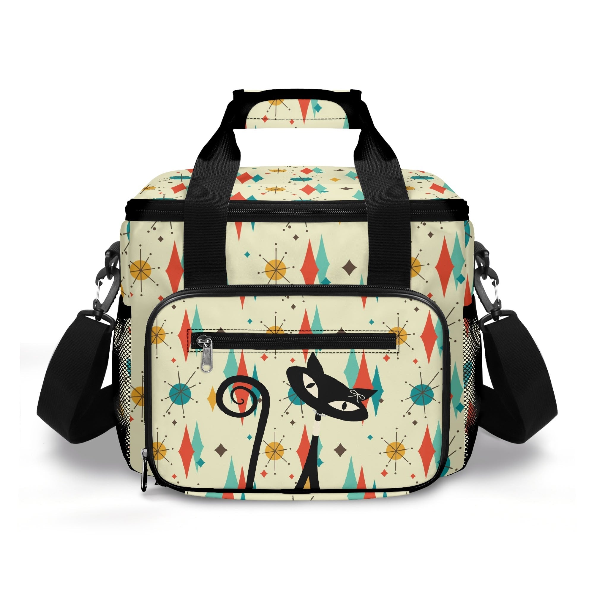 Kate McEnroe New York Atomic Cat Franciscan Starburst Cooler Bag, Retro MCM Insulated Picnic Tote, Mid Century Modern Lunch BoxLunch BagsNO5GE9PW - 1