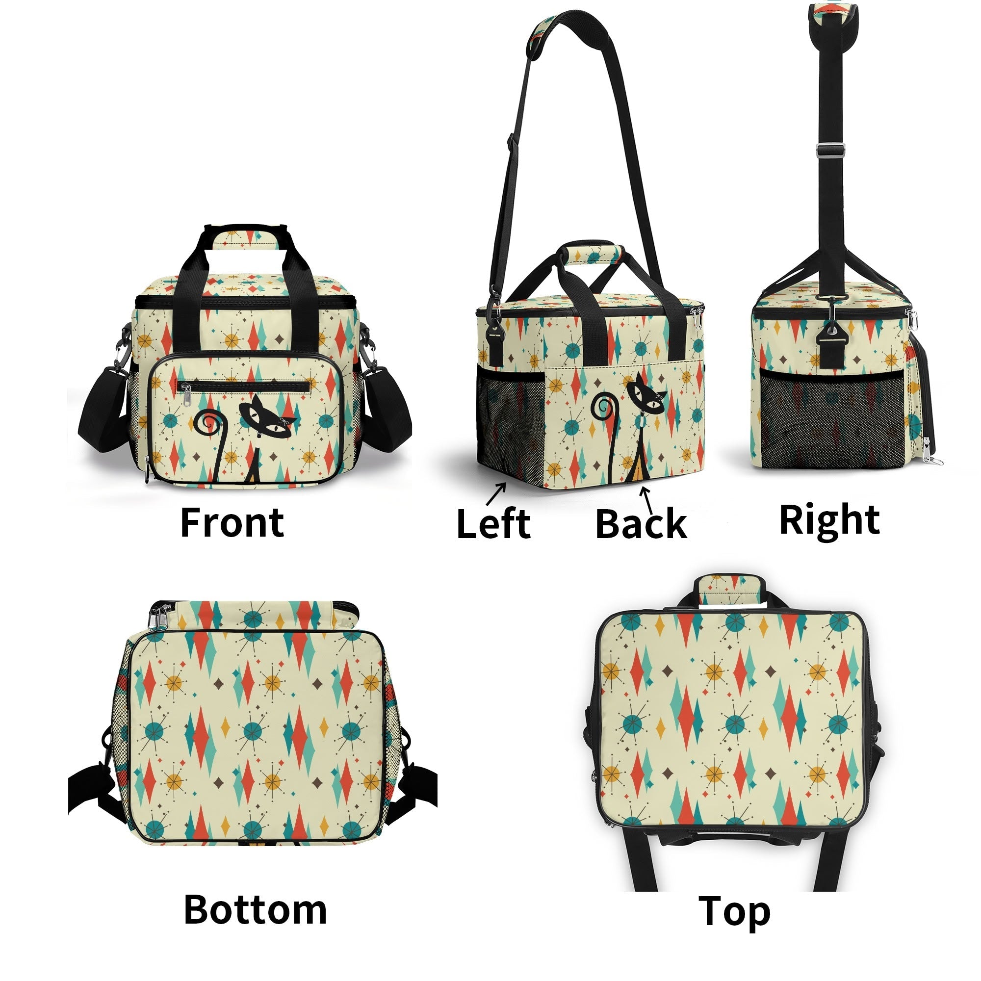Kate McEnroe New York Atomic Cat Franciscan Starburst Cooler Bag, Retro MCM Insulated Picnic Tote, Mid Century Modern Lunch BoxLunch BagsNO5GE9PW - 1