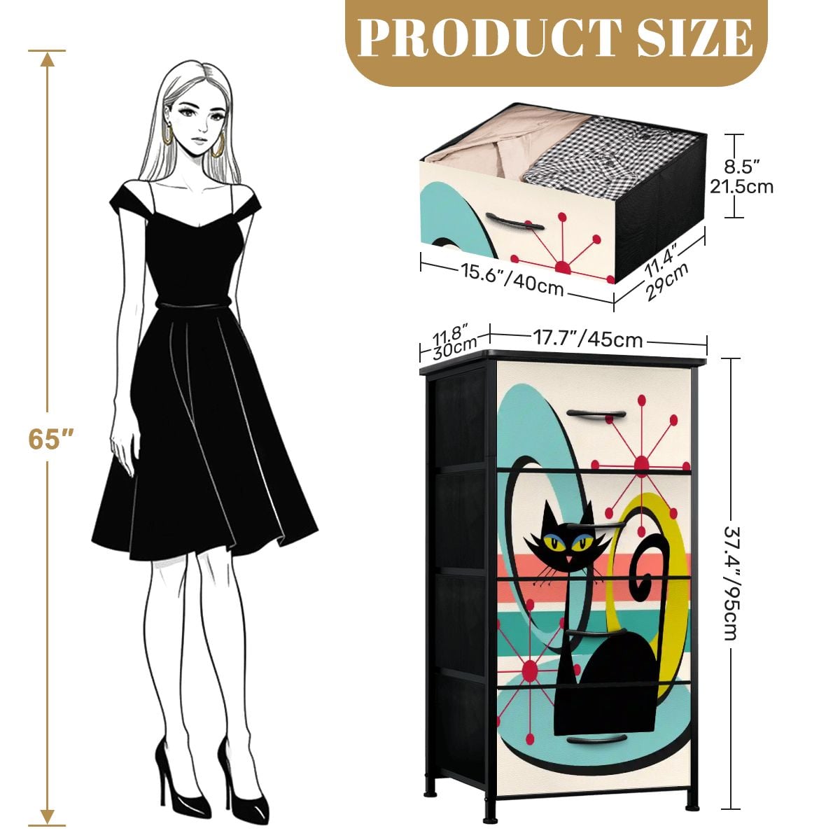 Kate McEnroe New York Atomic Cat Franciscan Starburst Mid Century Modern 4 Drawer DresserDresserseEawpAzXDi