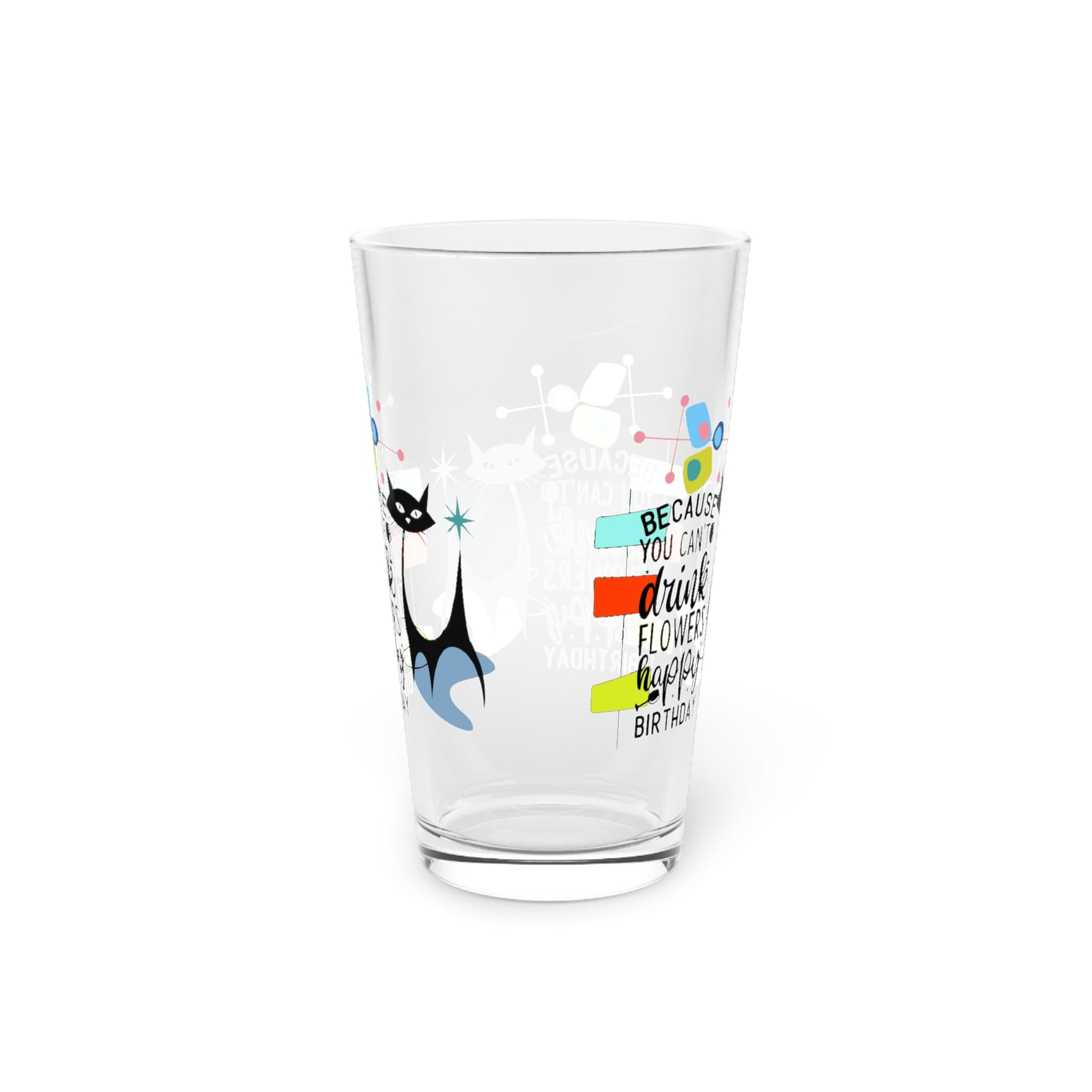 Kate McEnroe New York Atomic Cat Funny Birthday Pint Glass, 16oz Mid Century Modern Retro Geometric Starburst Beer Glass, Retro Shaker Glass, Beer Glassware GiftsBeer Glasses99693805957525112704