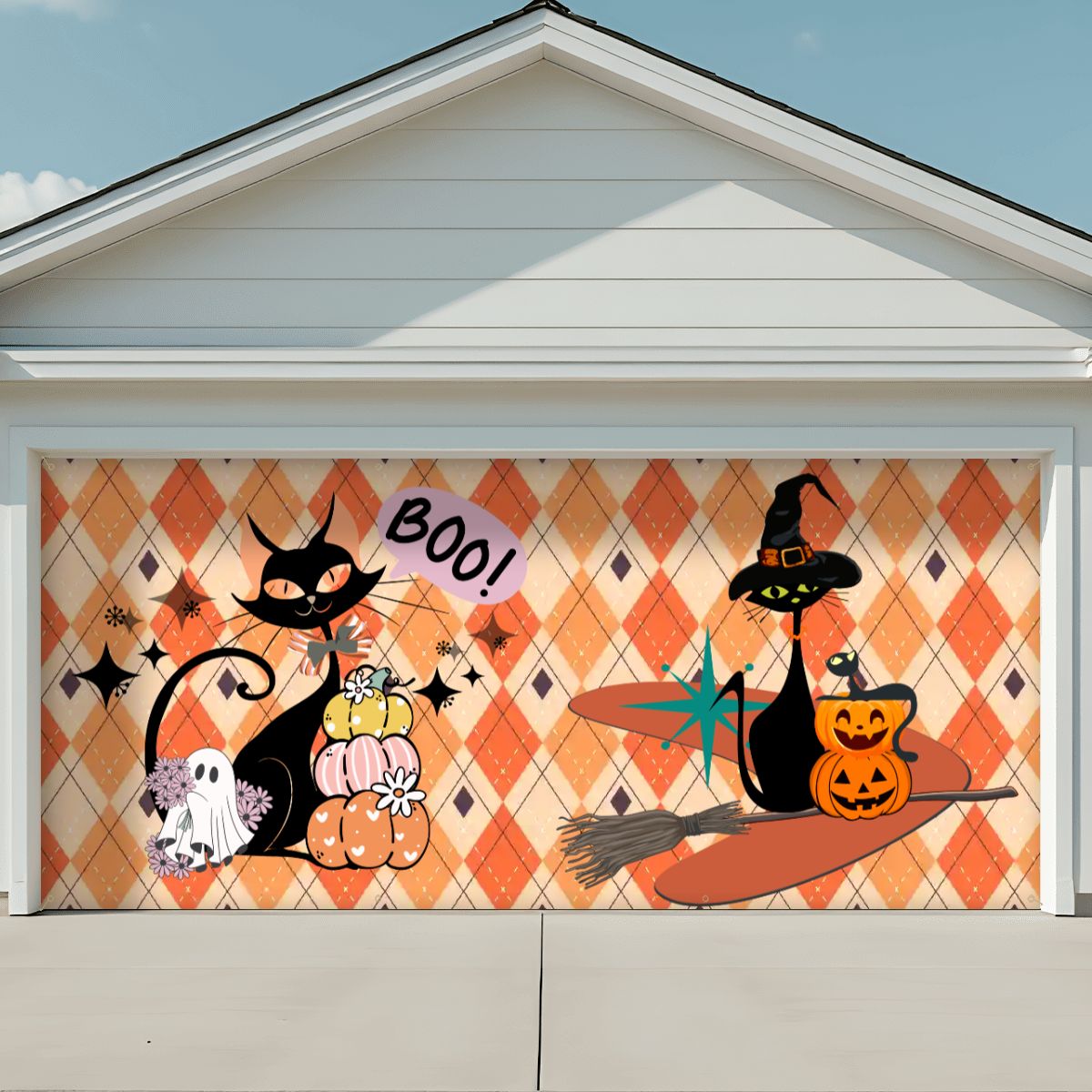 Kate McEnroe New York Atomic Cat Halloween Retro Kitsch Mid Century Modern Garage Door BannerGarage Door BannerasSbD3vFW7