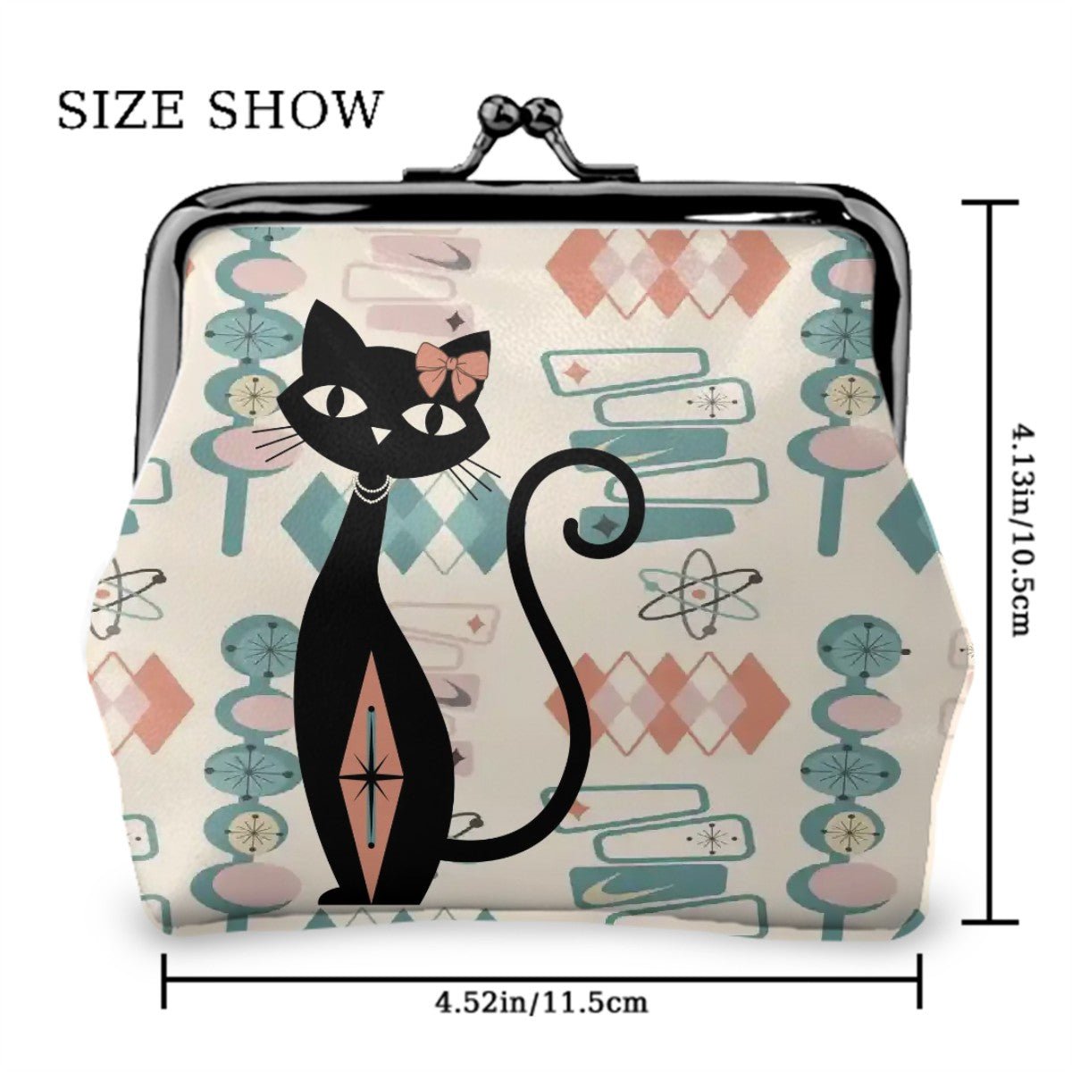 Kate McEnroe New York Atomic Cat Kisslock Coin Purse Mid Century Modern Retro Black Cat WalletCoin PurseskVQNPTLDyG