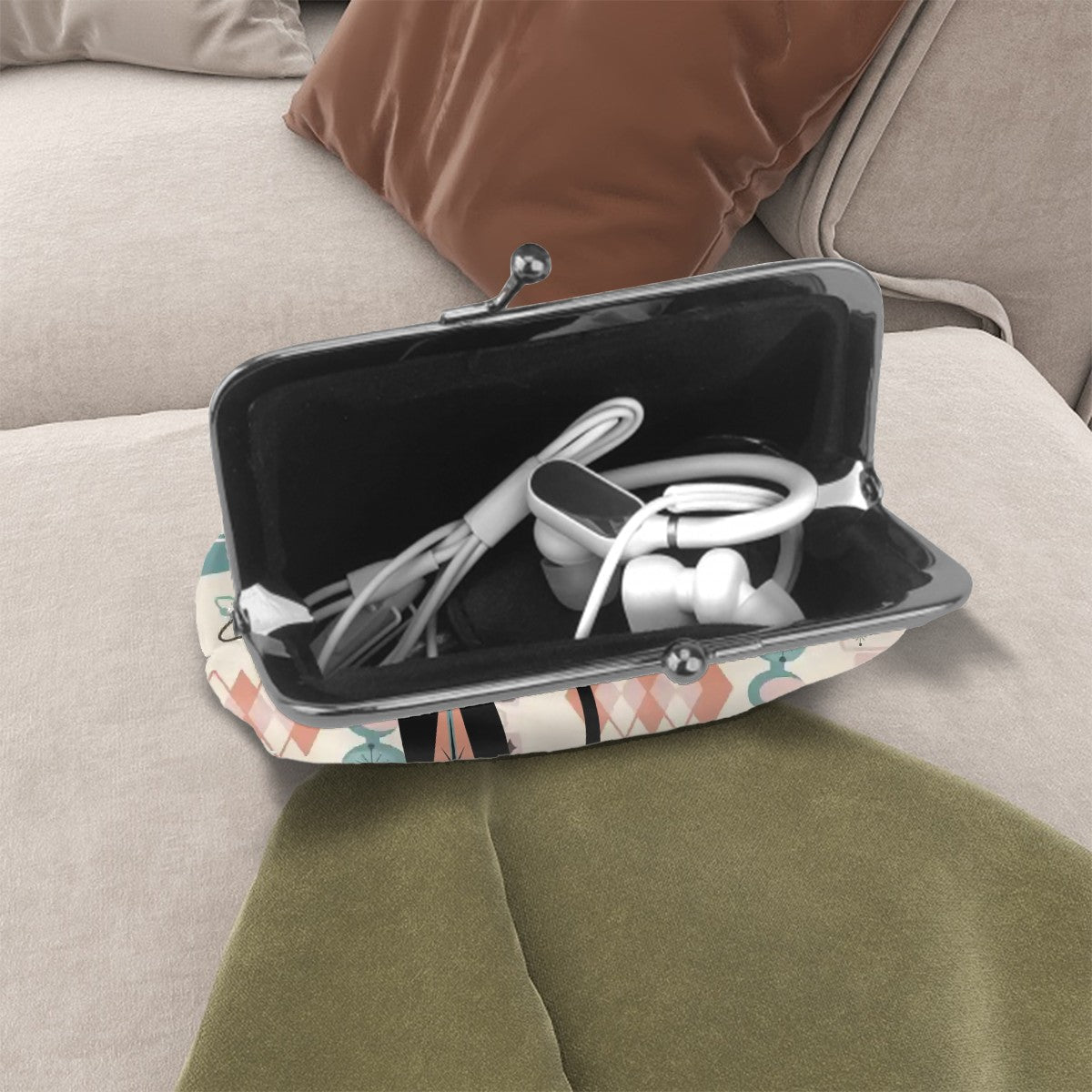 Kate McEnroe New York Atomic Cat Kisslock Coin Purse Mid Century Modern Retro Black Cat WalletCoin PurseskVQNPTLDyG