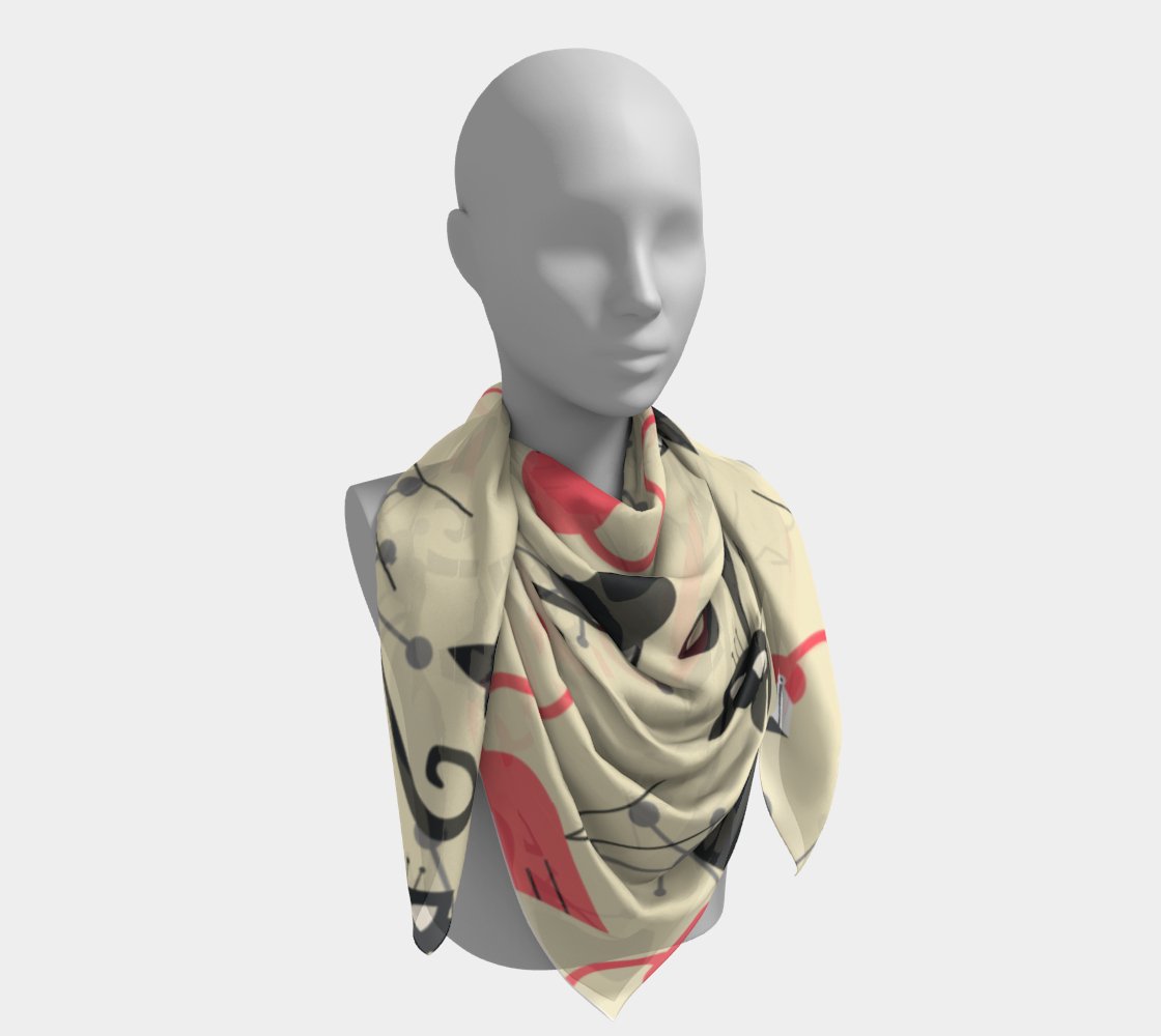 Kate McEnroe New York Atomic Cat Kitsch Flamingo Silk Habotai Square ScarfScarves6680983|silk - habotai|16x16