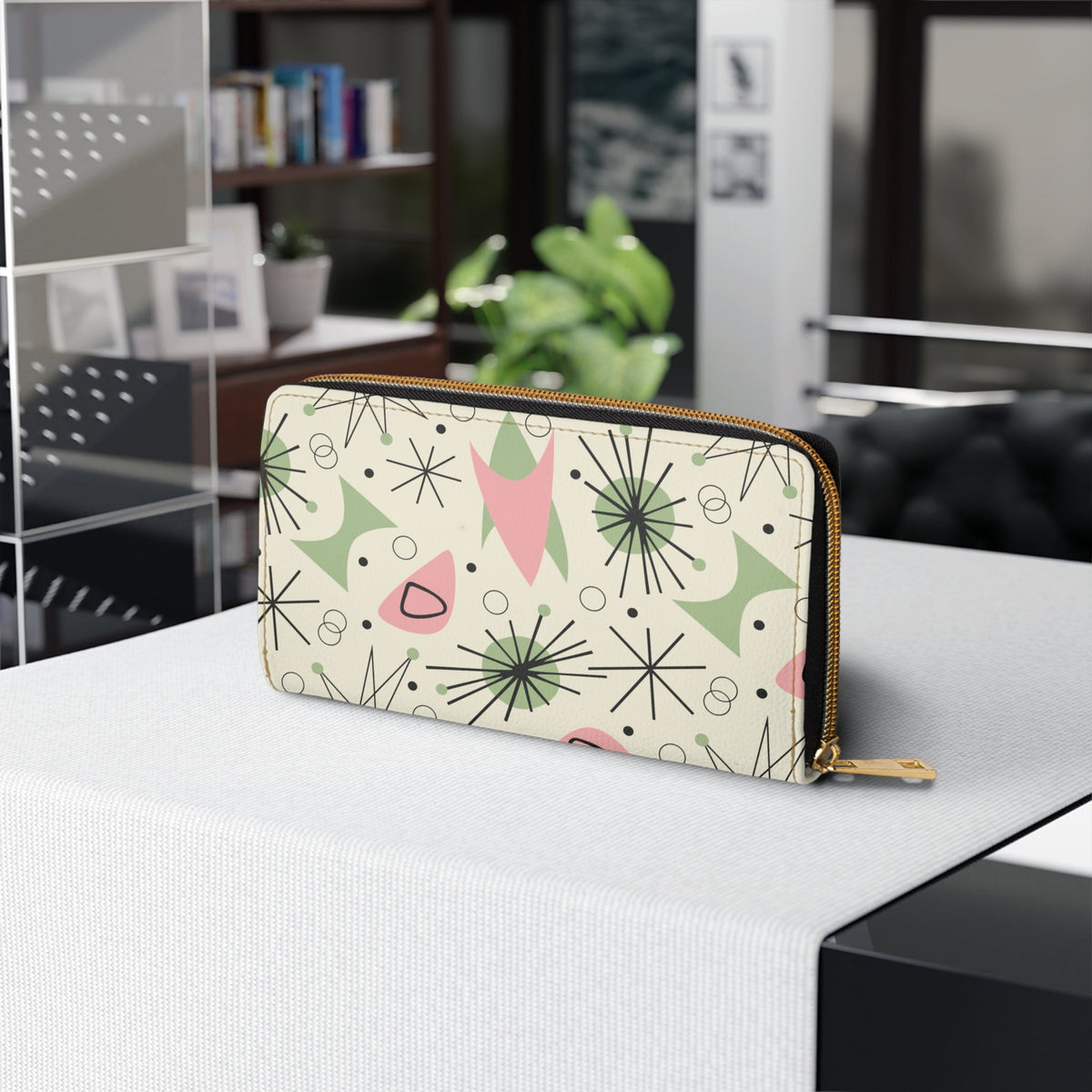 Kate McEnroe New York Atomic Cat Kitschy Mid Century Modern Retro 50s Zip Around WalletWallets12717593549576868291