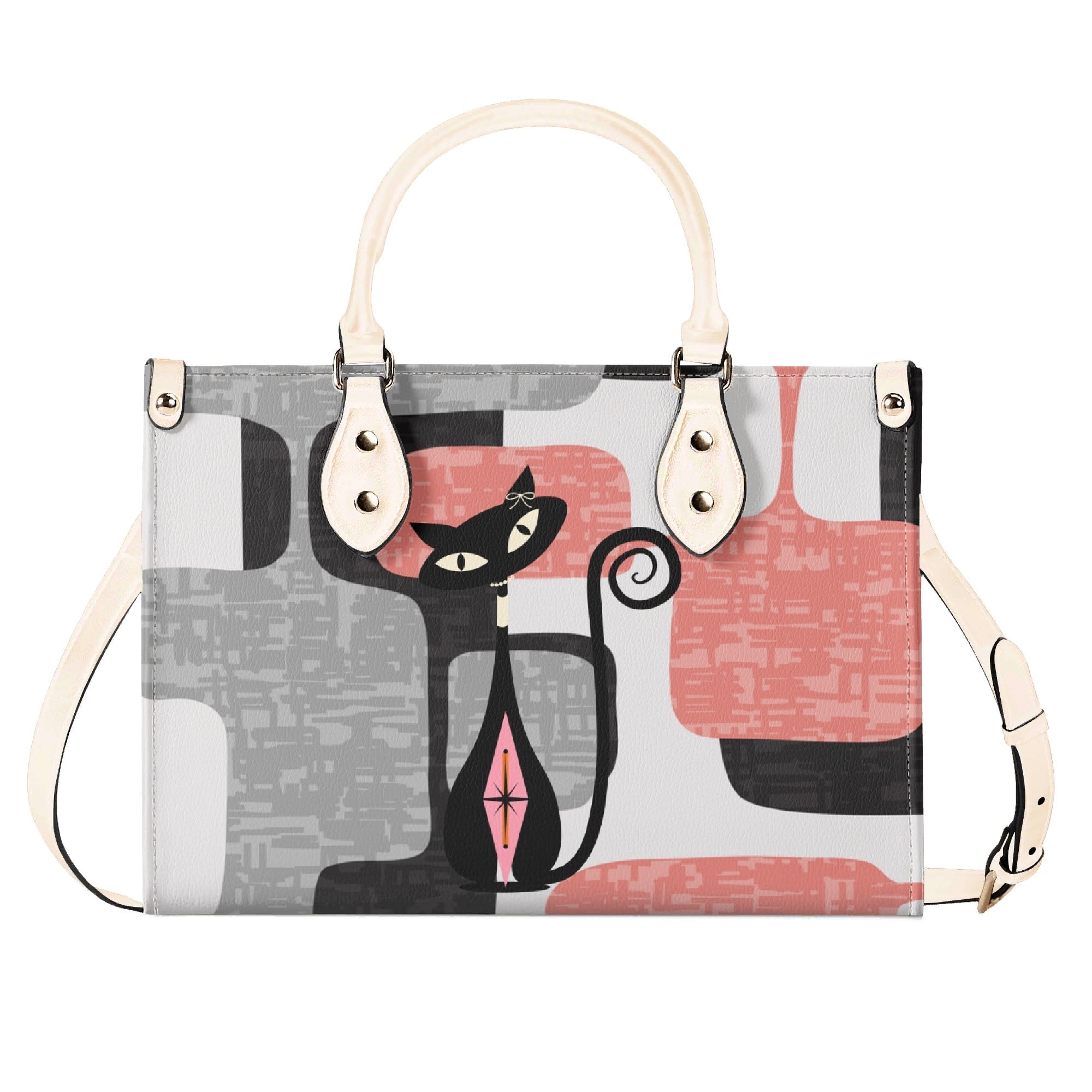 Kate McEnroe New York Atomic Cat Kitschy Retro Mid Century Modern SatchelHandbagsN2M0R3XN-1
