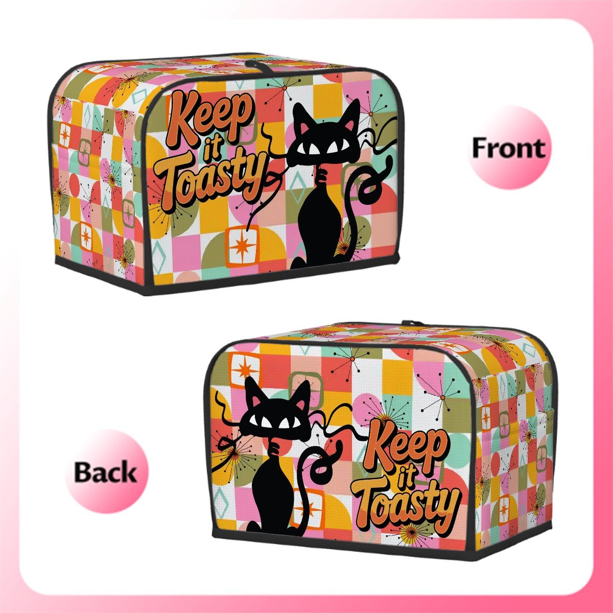 Kate McEnroe New York Atomic Cat Kitschy Toaster Cover, Retro Keep It Toasty MCM Kitchen DecorToaster Covers5vckFKqnIM