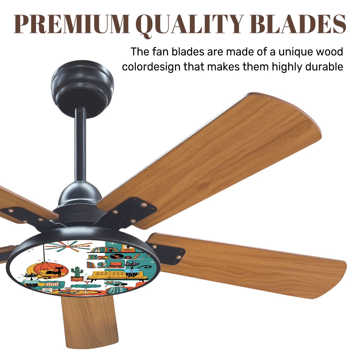 Kate McEnroe New York Atomic Cat Lounge Ceiling Fan, Mid Century Modern Sputnik Light FixtureCeiling Fansamb79djudF