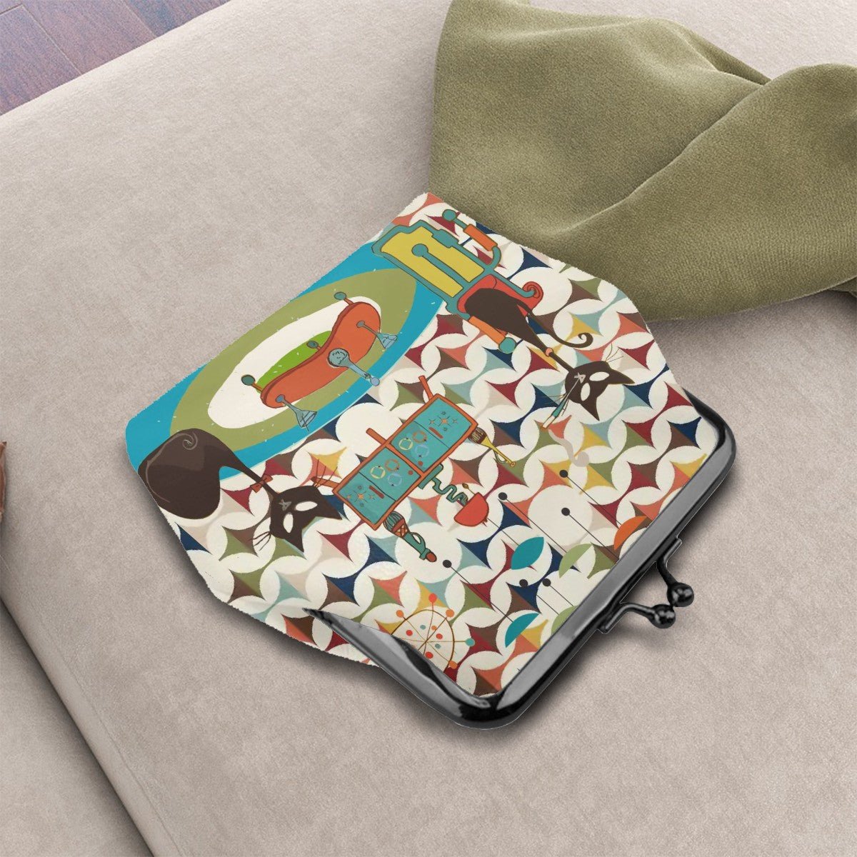 Kate McEnroe New York Atomic Cat Lounge Kisslock Coin Purse, Mid Century Modern Scandinavian Danish WalletCoin PursesesiZwf43Ny