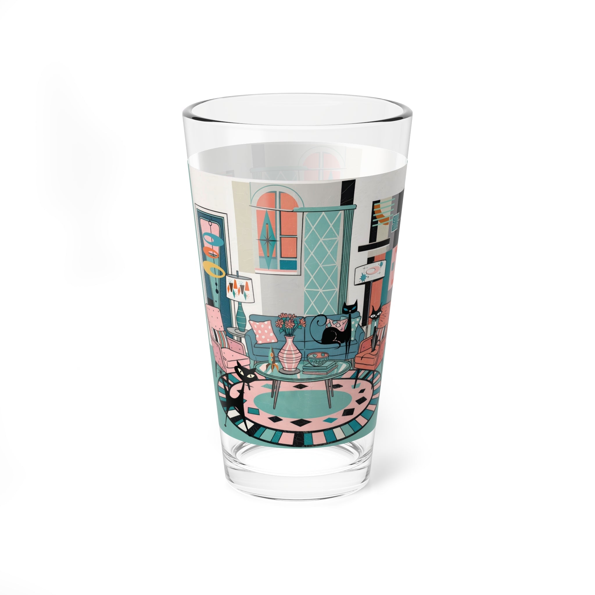 Kate McEnroe New York Atomic Cat Lounge Pint Glass, Mid Century Modern Barware, Retro Kitsch Cocktail Glass, 50s MCM Space Age DrinkwarePint Glasses13646951307764075988