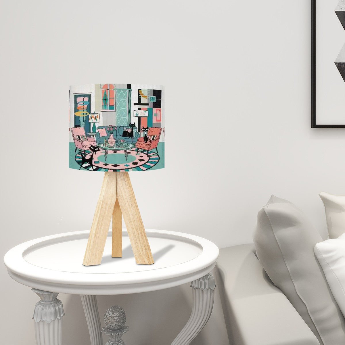 Kate McEnroe New York Atomic Cat Lounge Table Lamp, Mid Century Modern Retro Art LightTable Lamps4eq8JDA1ua