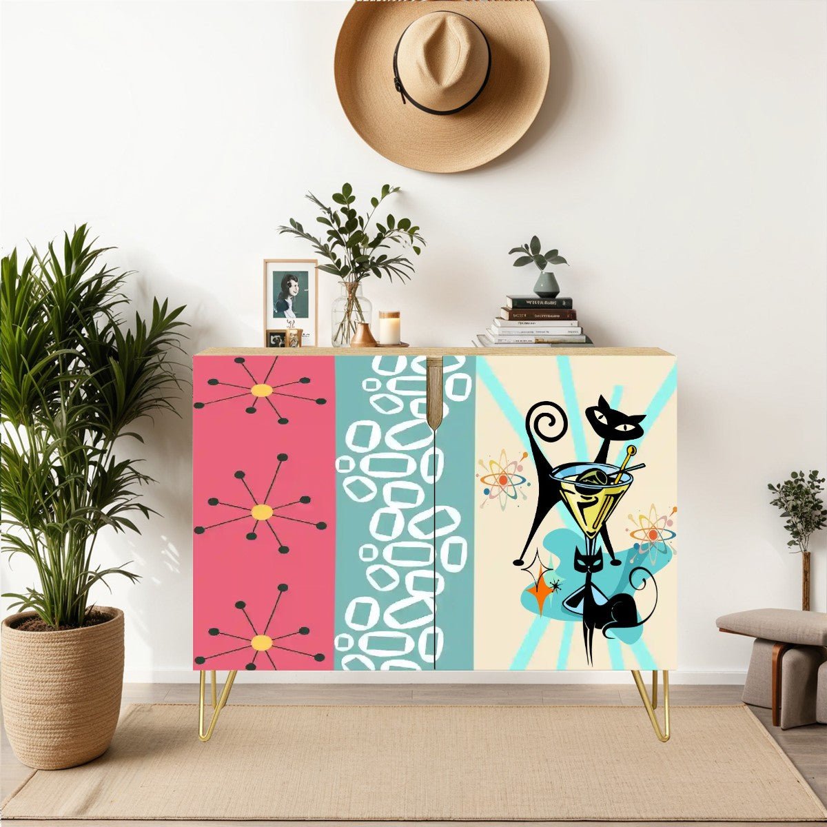 Kate McEnroe New York Atomic Cat Martini Lounge Cabinet, Mid Century Modern Starburst Storage, Retro MCM Bar ConsoleStorage Cabinetse7s9GviWda