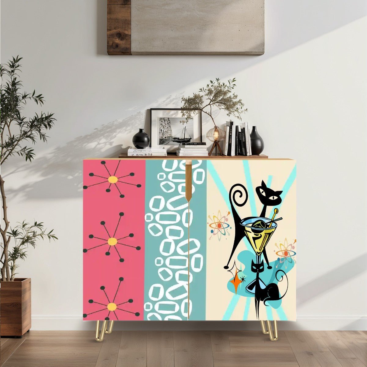 Kate McEnroe New York Atomic Cat Martini Lounge Cabinet, Mid Century Modern Starburst Storage, Retro MCM Bar ConsoleStorage Cabinetse7s9GviWda
