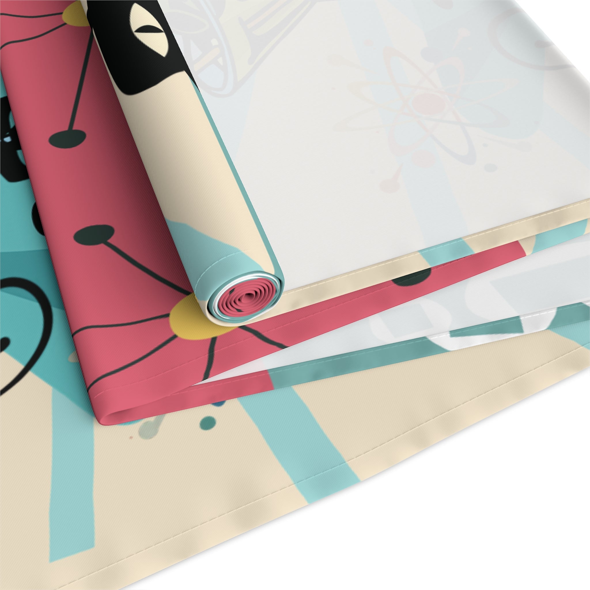 Kate McEnroe New York Atomic Cat Martini MCM Table Runner, Retro Mid Century Modern Sputnik Barware Dining AccentTable Runners33543960739503635052