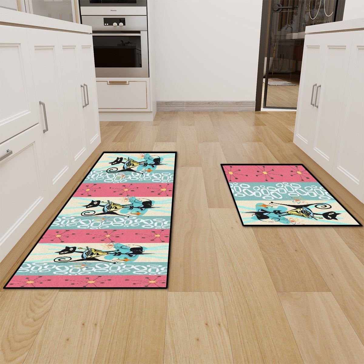 Kate McEnroe New York Atomic Cat Martini Mid Century Modern Retro Kitchen Rug SetKitchen Floor MatsFImMlQYlwW