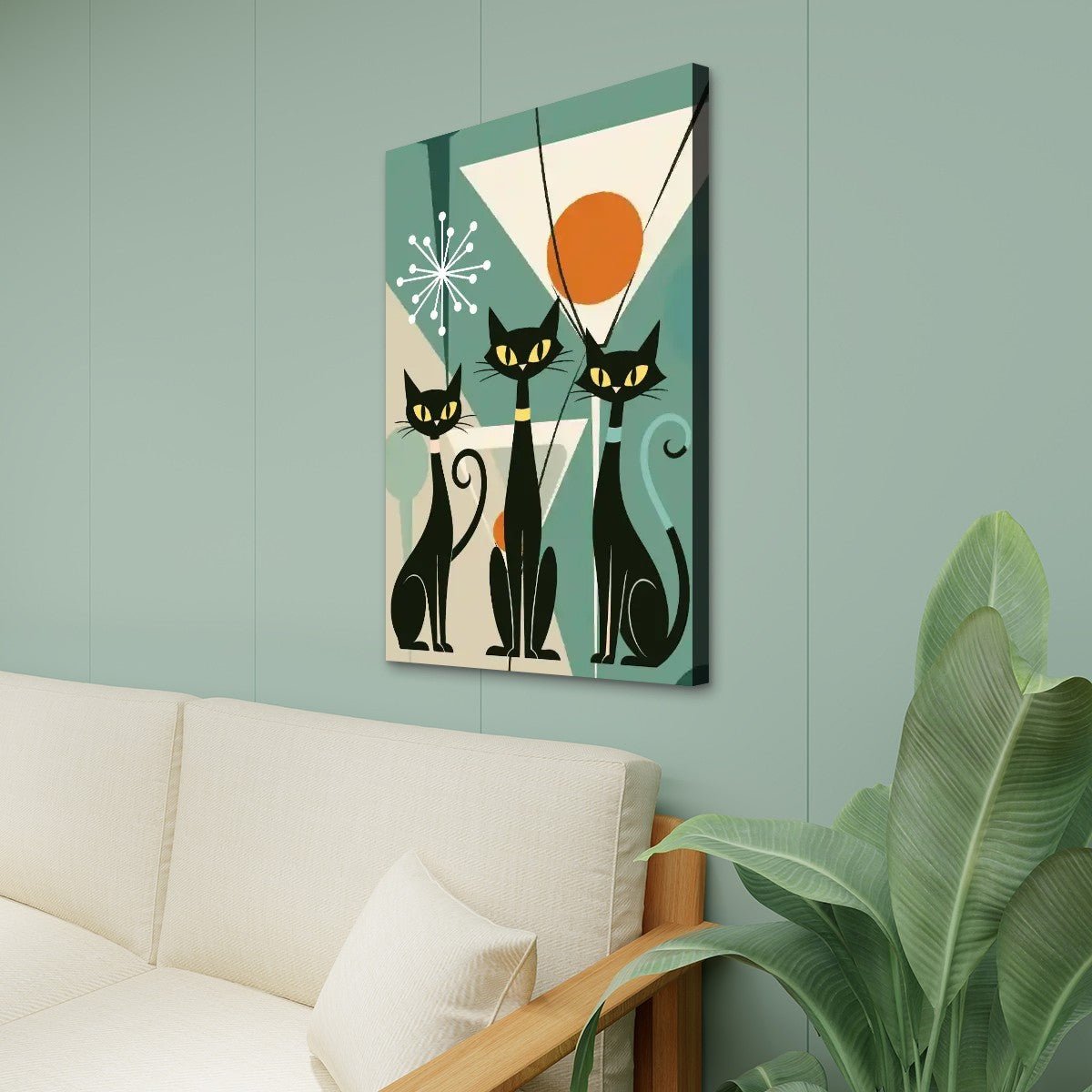 Kate McEnroe New York Atomic Cat Martini Party Canvas Wall Art, Mid Century Modern Retro Lounge DecorCanvas Wall ArtFQgDEpgxBx
