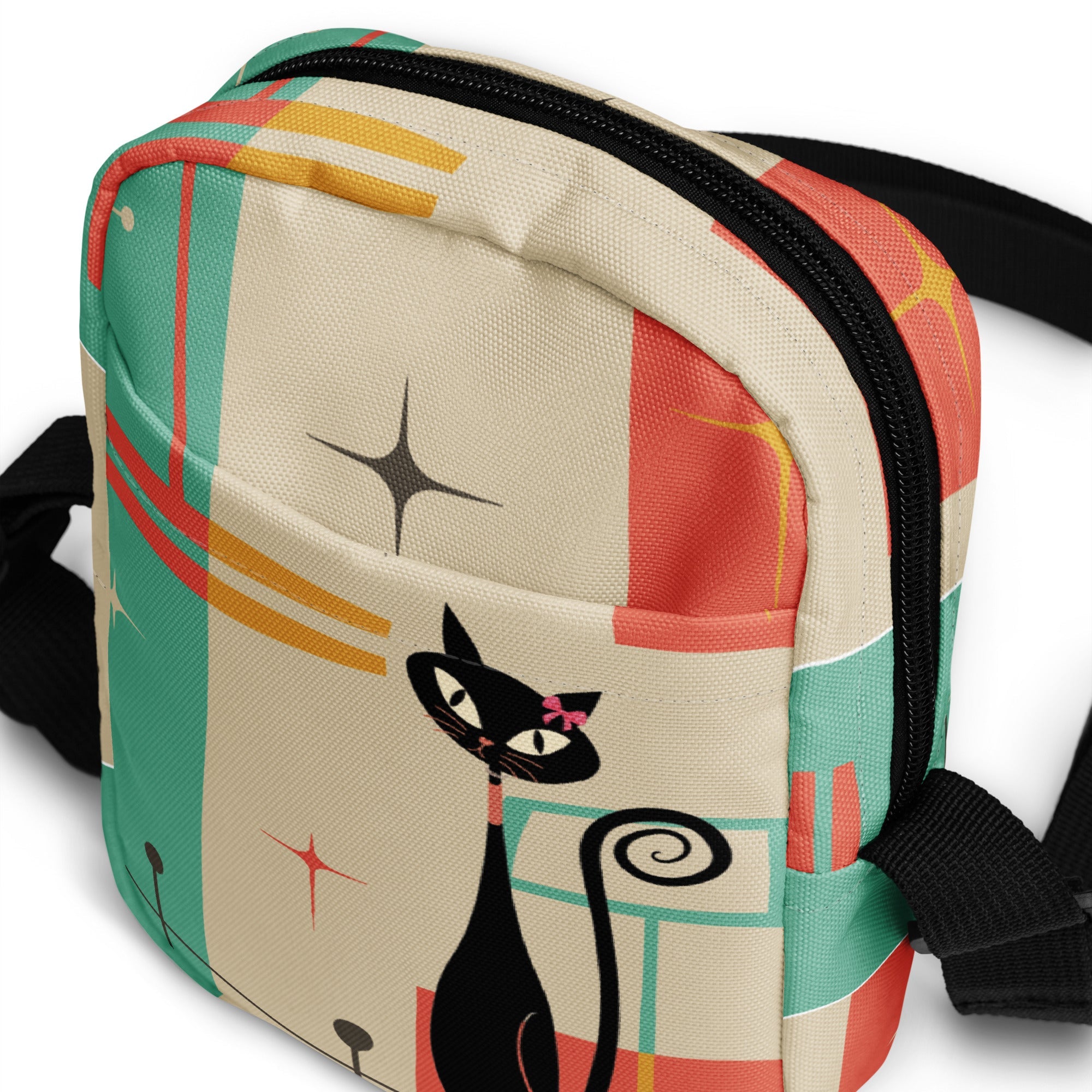 Kate McEnroe New York Atomic Cat Mid Century Everyday Purse, Retro 50s MCM Crossbody Sling Bag, Funky Vintage Shoulder BagHandbags5088494_19256