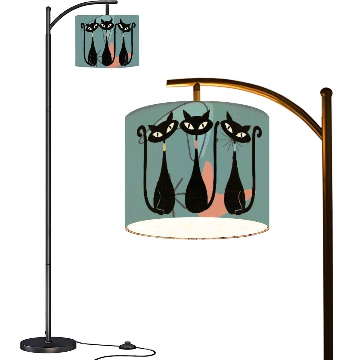 Kate McEnroe New York Atomic Cat Mid Century Modern Arc Floor Lamp, Retro 50s MCM Kitsch Sexton Cats Accent LightFloor LampsJBojqTS34b