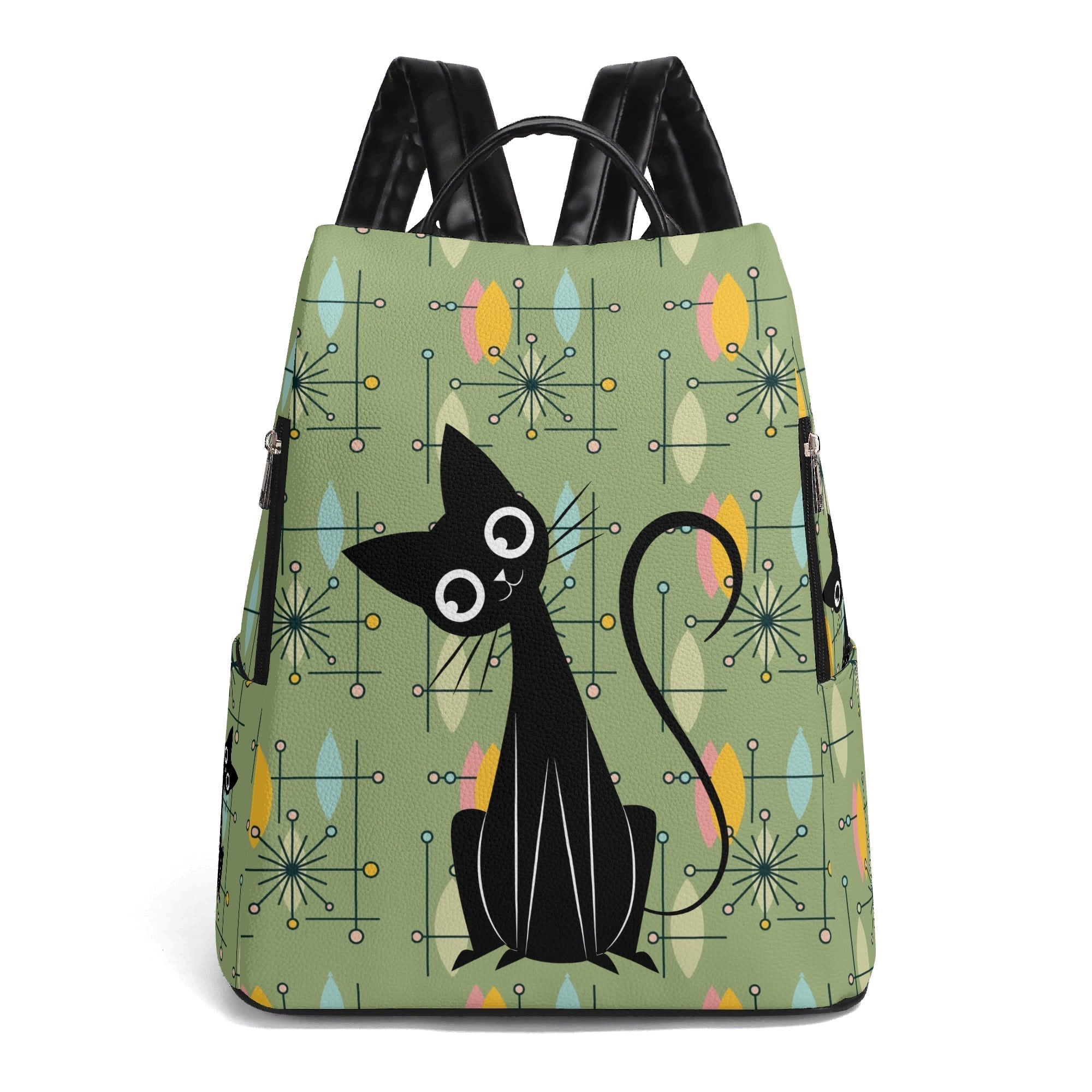 Kate McEnroe New York Atomic Cat Mid Century Modern Backpack, Retro Geometric DaypackBackpacksWLXRKR1W-1
