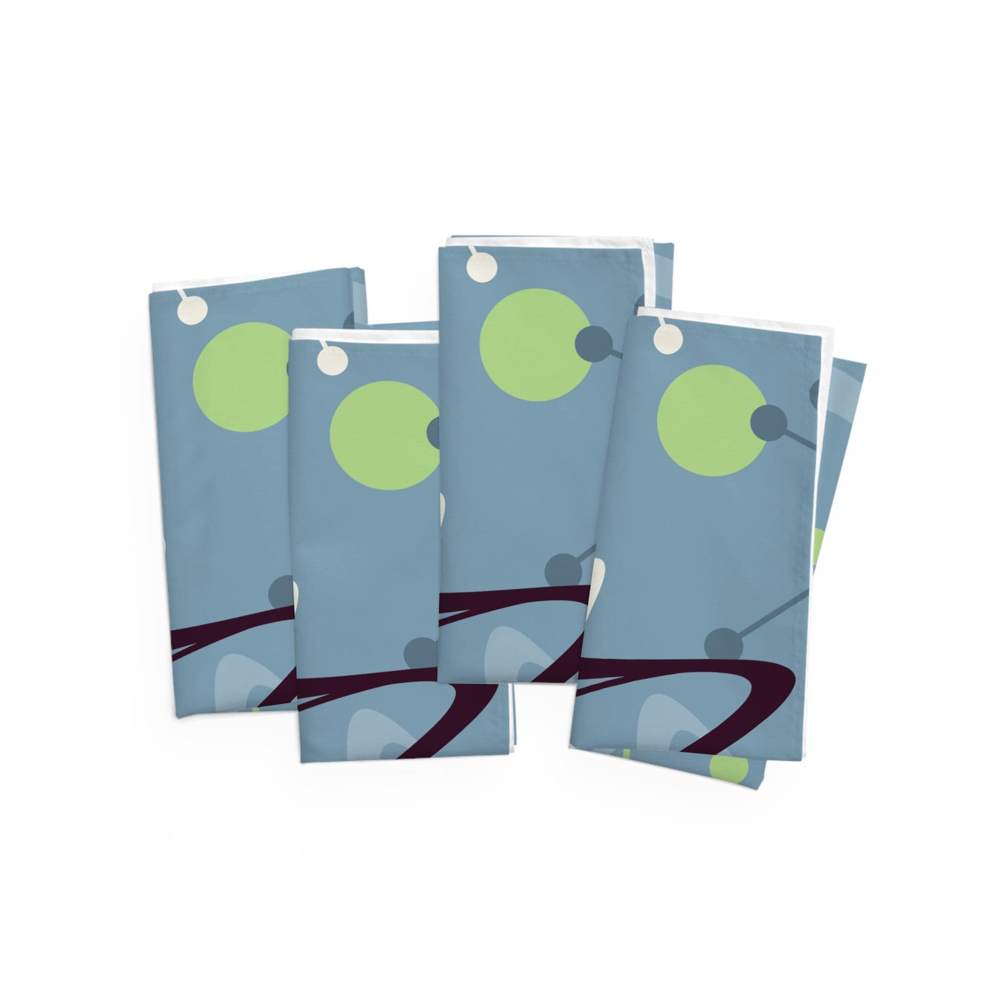 Kate McEnroe New York Atomic Cat Mid Century Modern Cloth Napkins, Set of 4 Retro Atomic Boomerang starburst Table Linens, Cat Lover&