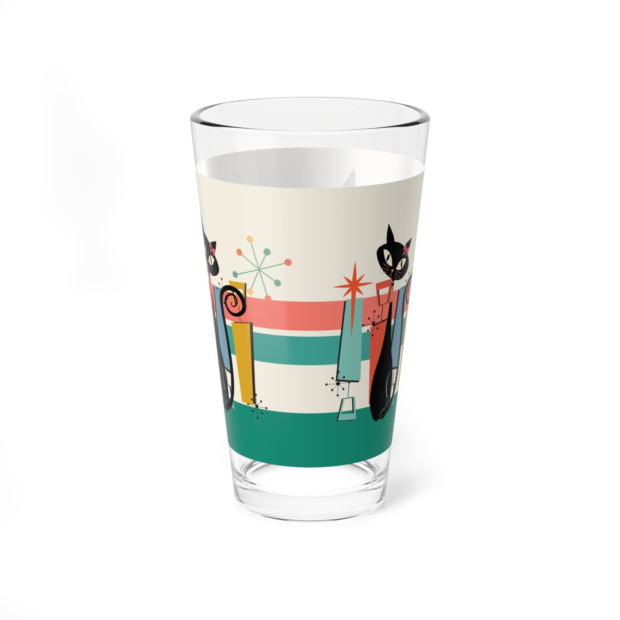 Kate McEnroe New York Atomic Cat Mid Century Modern Cocktail Pint Glass, Retro Starburst Barware, 50s MCM Kitsch Party DrinkwarePint Glasses28609980842716625994