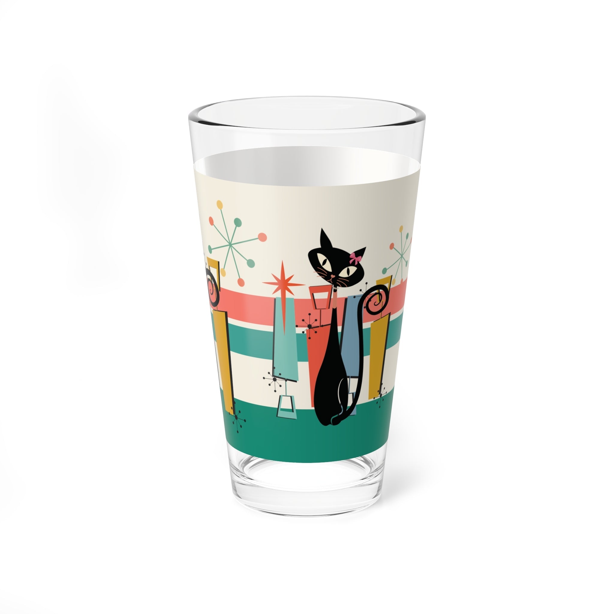 Kate McEnroe New York Atomic Cat Mid Century Modern Cocktail Pint Glass, Retro Starburst Barware, 50s MCM Kitsch Party DrinkwarePint Glasses28609980842716625994