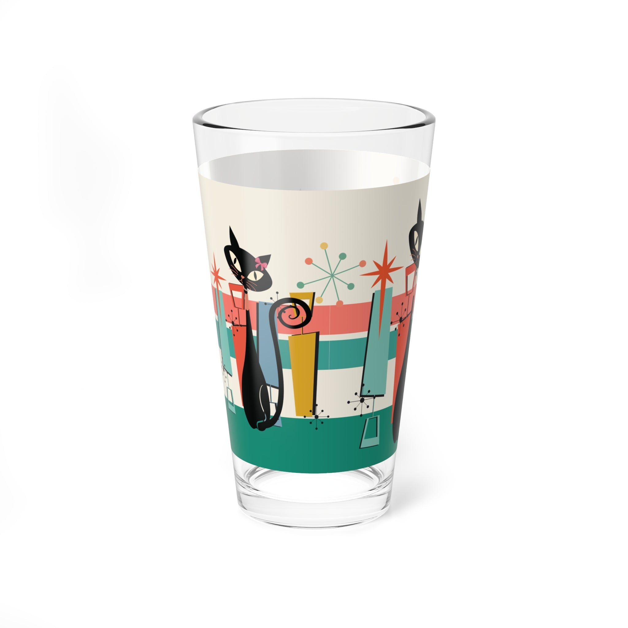 Kate McEnroe New York Atomic Cat Mid Century Modern Cocktail Pint Glass, Retro Starburst Barware, 50s MCM Kitsch Party DrinkwarePint Glasses28609980842716625994