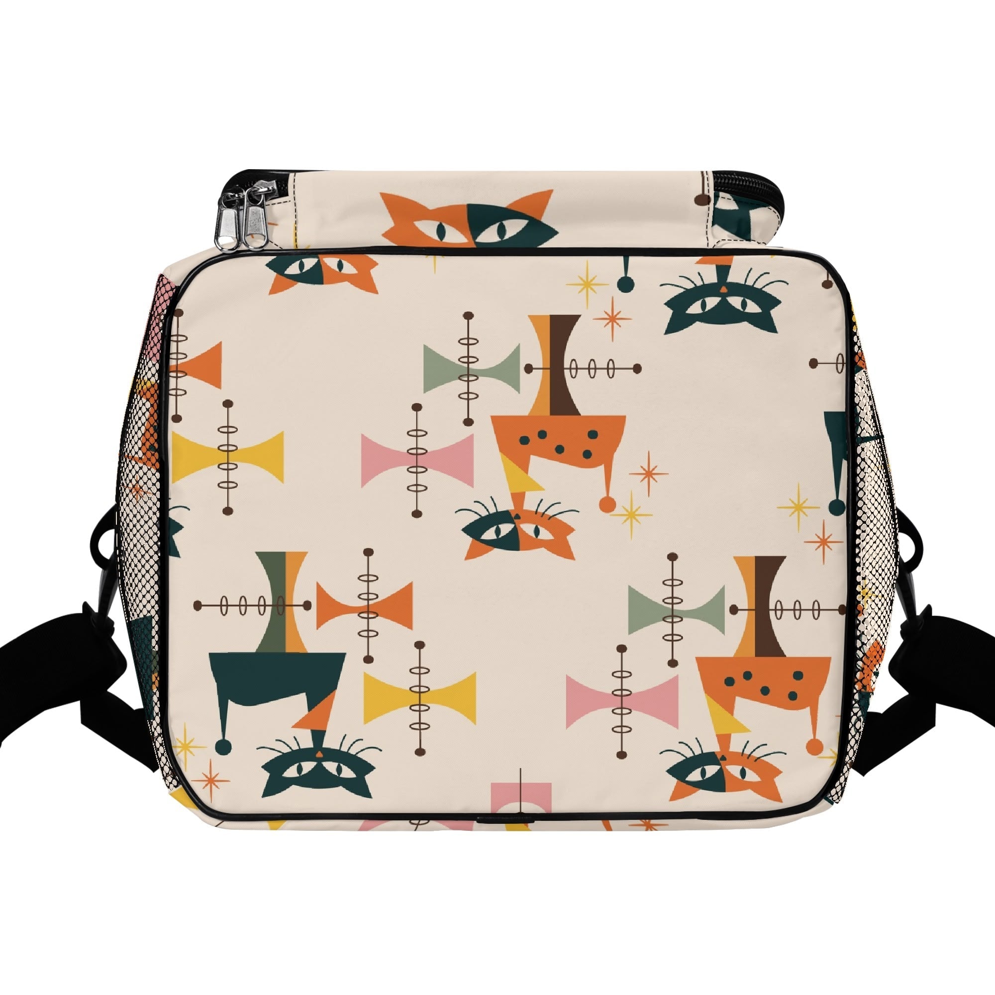 Kate McEnroe New York Atomic Cat Mid Century Modern Cooler Bag, Retro Insulated Lunch Tote, 1950s Kitsch Outdoor Picnic CarrierLunch BagsNRQ3297Y - 1