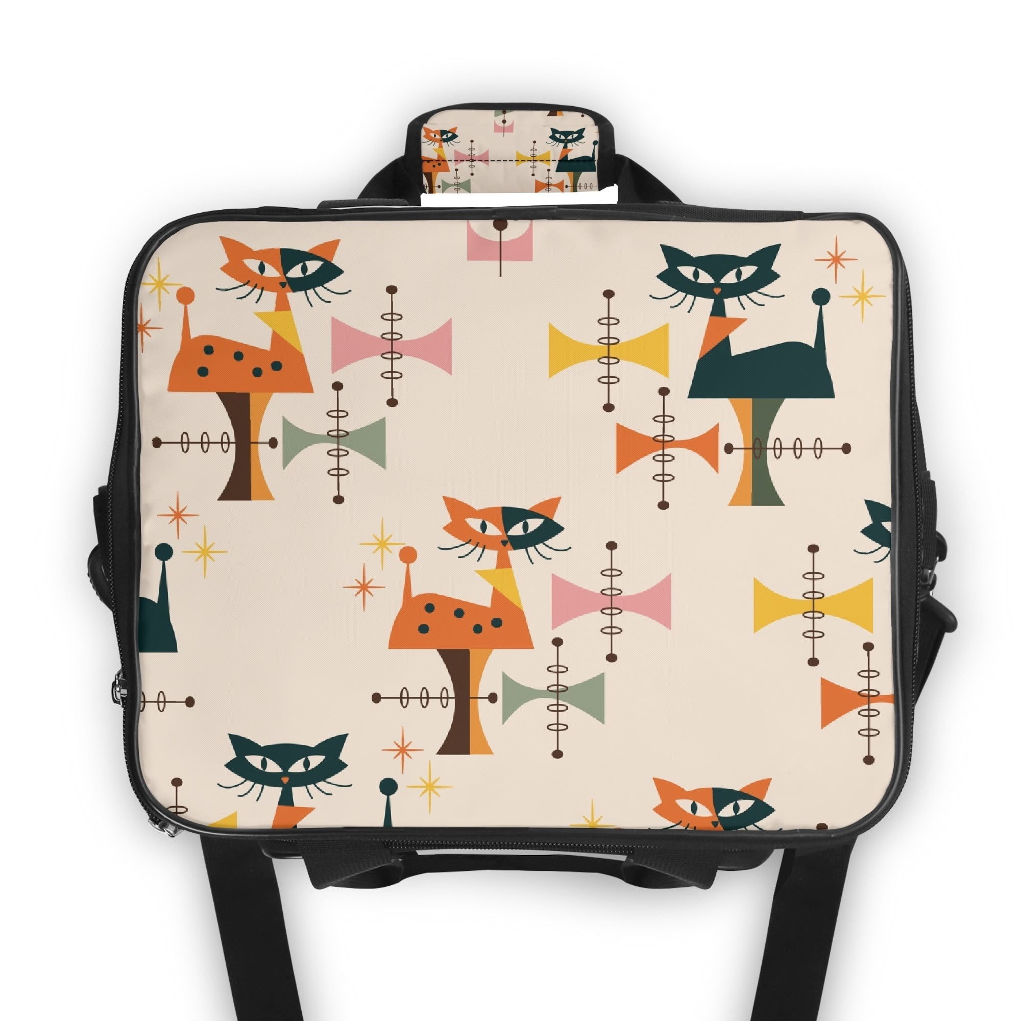 Kate McEnroe New York Atomic Cat Mid Century Modern Cooler Bag, Retro Insulated Lunch Tote, 1950s Kitsch Outdoor Picnic CarrierLunch BagsNRQ3297Y - 1