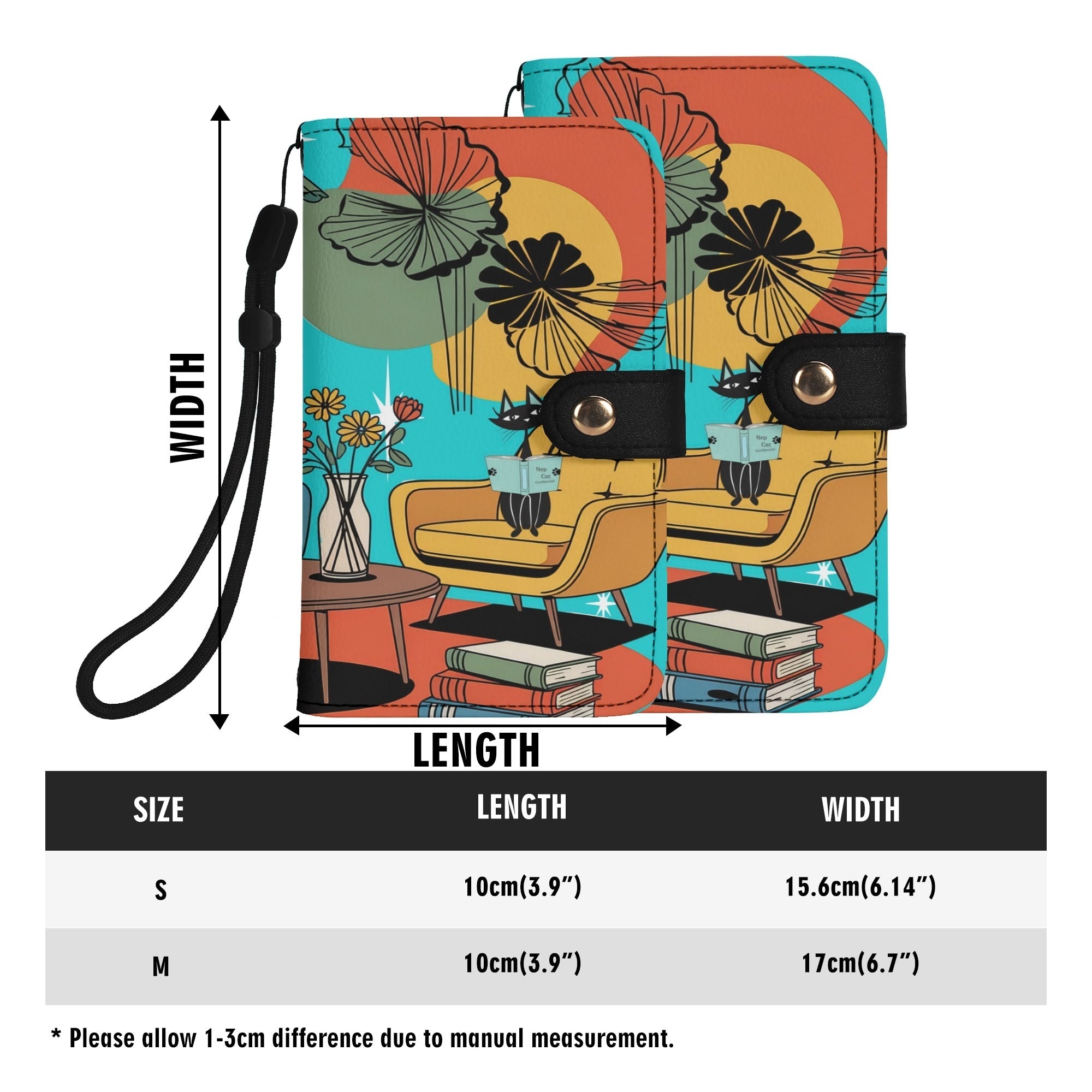 Kate McEnroe New York Atomic Cat Mid Century Modern Flip Phone Case, Retro Mod Living Room Art WalletPhone CasesN67G659W - 1