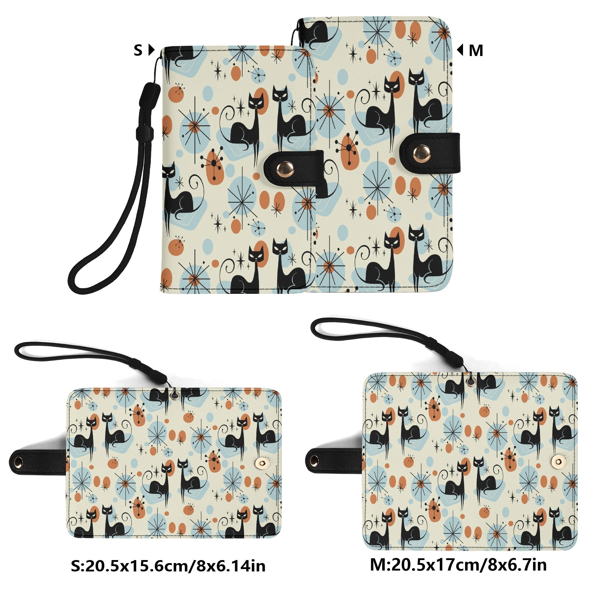 Kate McEnroe New York Atomic Cat Mid Century Modern Flip Phone Wallet Case, Retro Kitsch Mobile Smartphone HolderPhone CasesNGZOL36W - 1