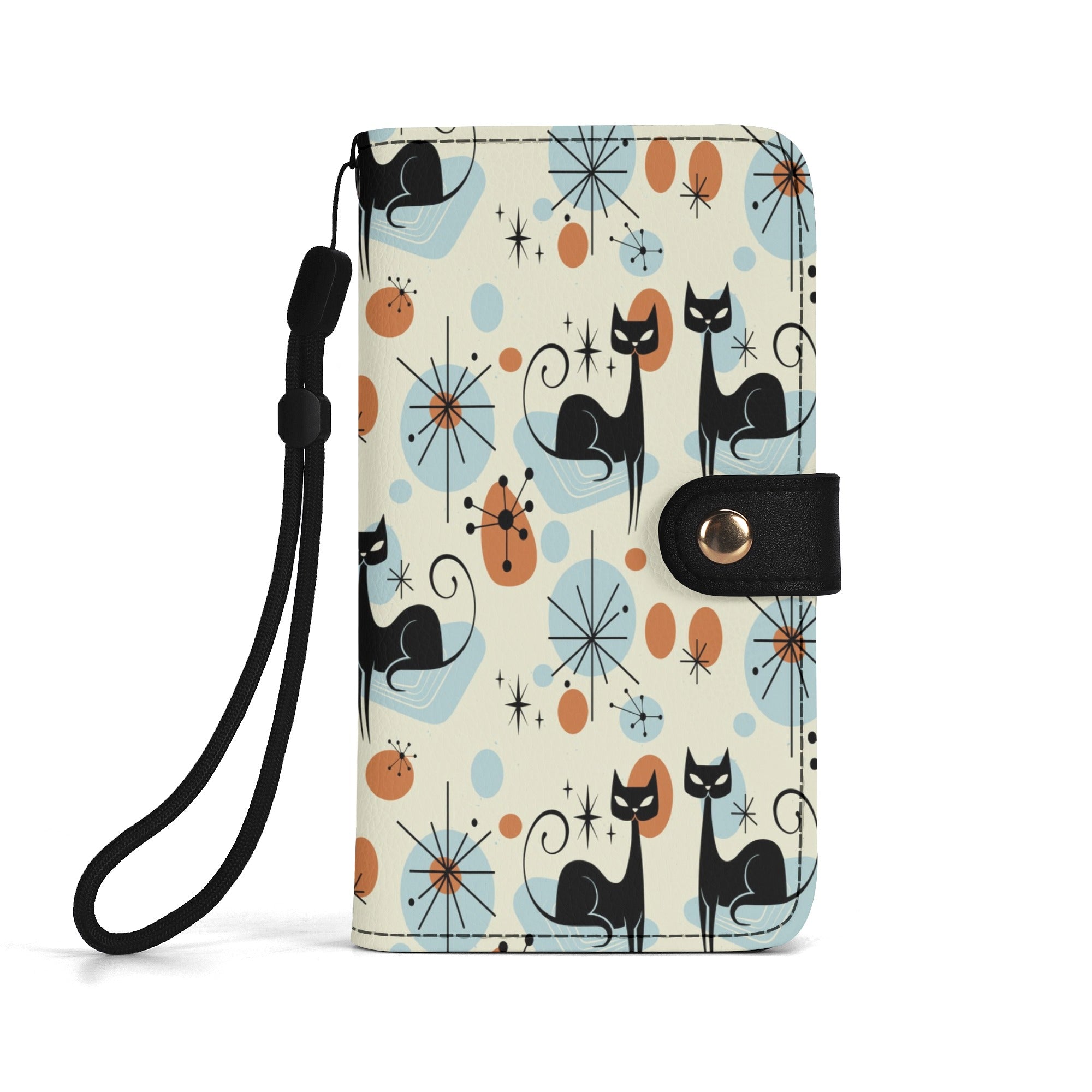 Kate McEnroe New York Atomic Cat Mid Century Modern Flip Phone Wallet Case, Retro Kitsch Mobile Smartphone HolderPhone CasesNGZOL36W - 1