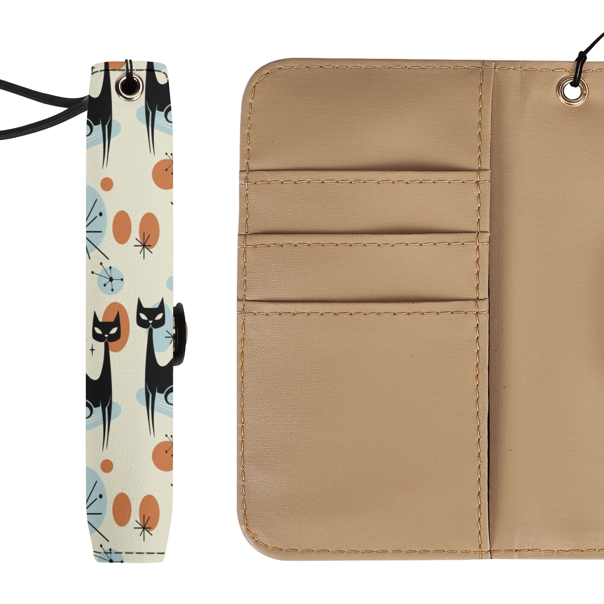 Kate McEnroe New York Atomic Cat Mid Century Modern Flip Phone Wallet Case, Retro Kitsch Mobile Smartphone HolderPhone CasesNGZOL36W - 1